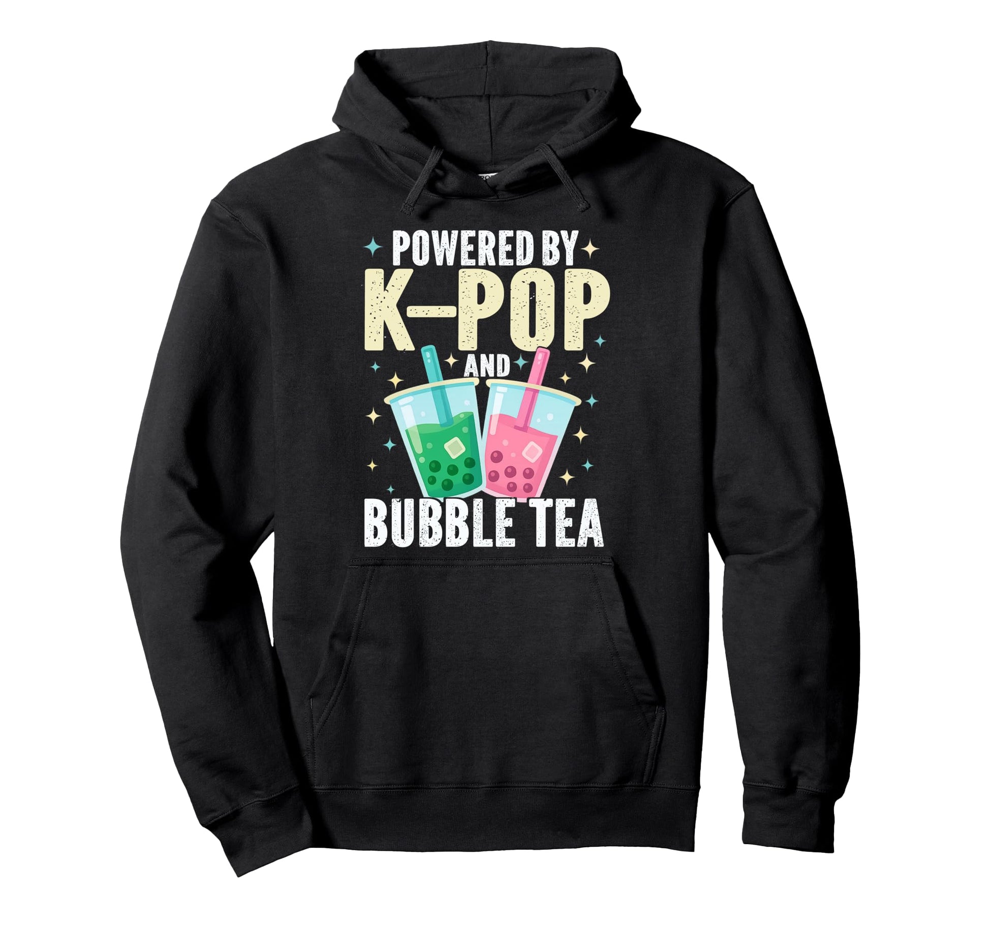 Powered Kpop And Bubble Tea Boba Hoodie - Custom Art Print for Adults - T-Shirt, Sweatshirt, Hoodie