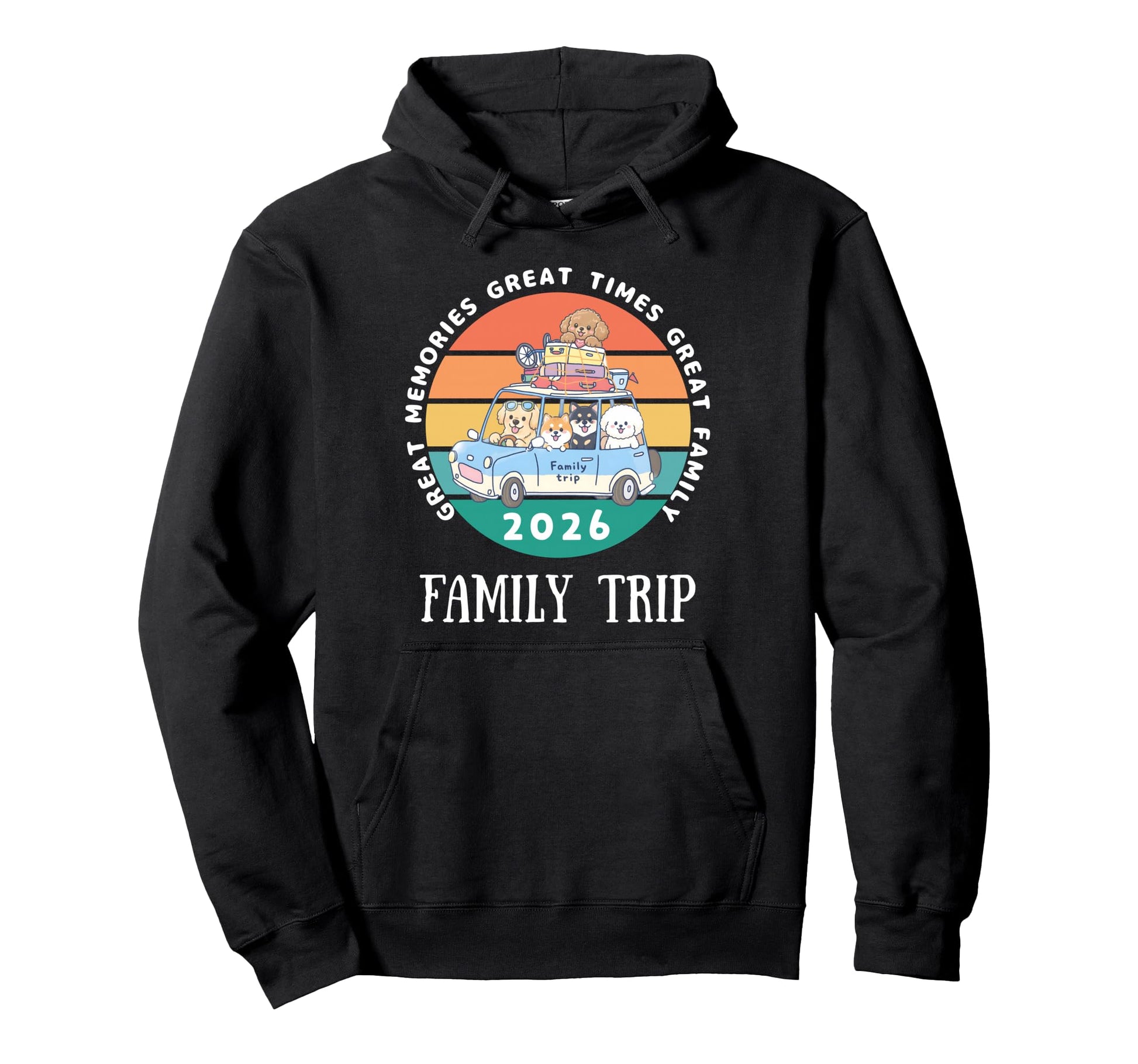 Family Trip 2026 Puppy Funny Matching Hoodie - Unique Graphic for Adults - T-Shirt, Sweatshirt, Hoodie