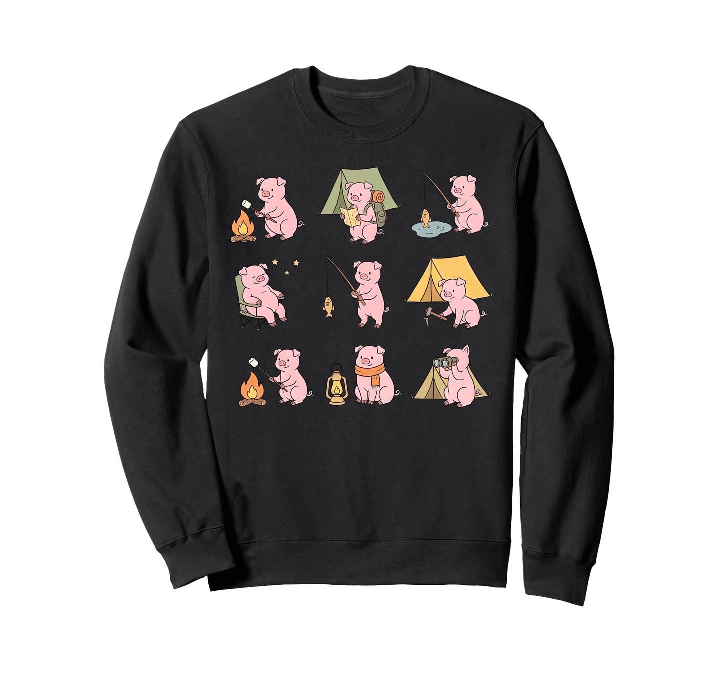 Pig Camping Camper Outdoor Sweatshirt - Minimalist Print Men Women - T-Shirt, Sweatshirt, Hoodie
