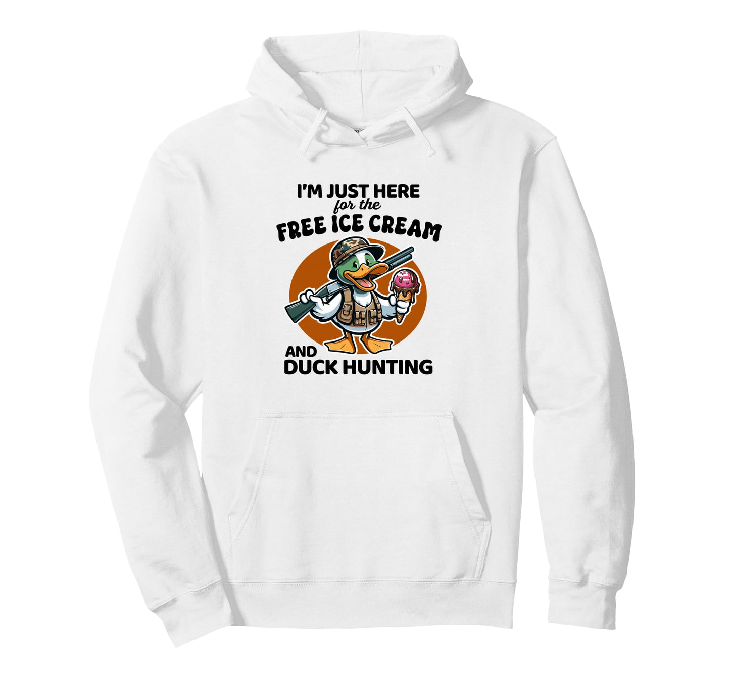 Funny Duck Hunting Ice Cream Hunter Hoodie - Custom Art Print for Adults - T-Shirt, Sweatshirt, Hoodie