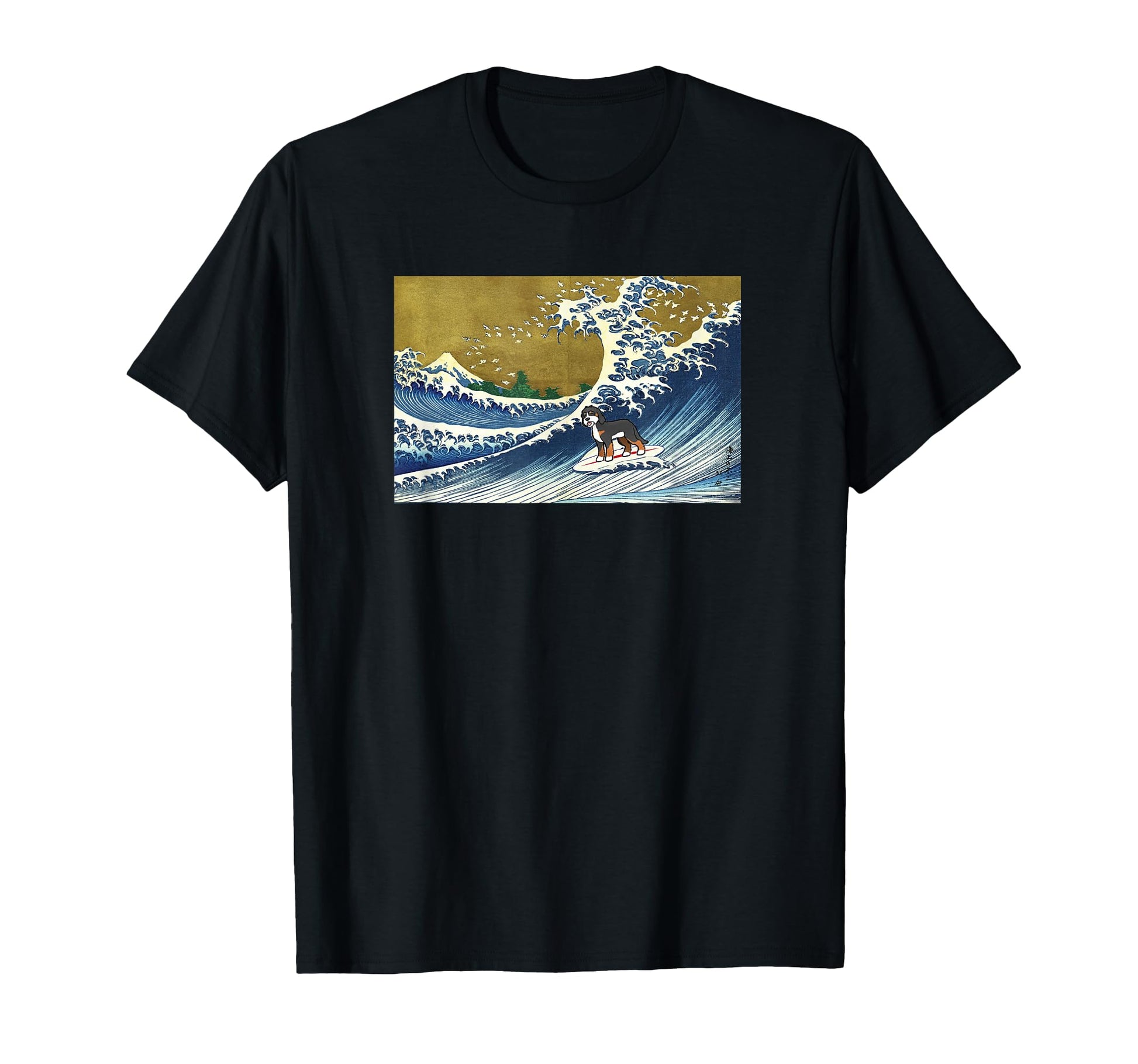 Surfing Wave Bernedoodle Dog Lover T-Shirt - Casual Everyday Wear Men Women - T-Shirt, Sweatshirt, Hoodie