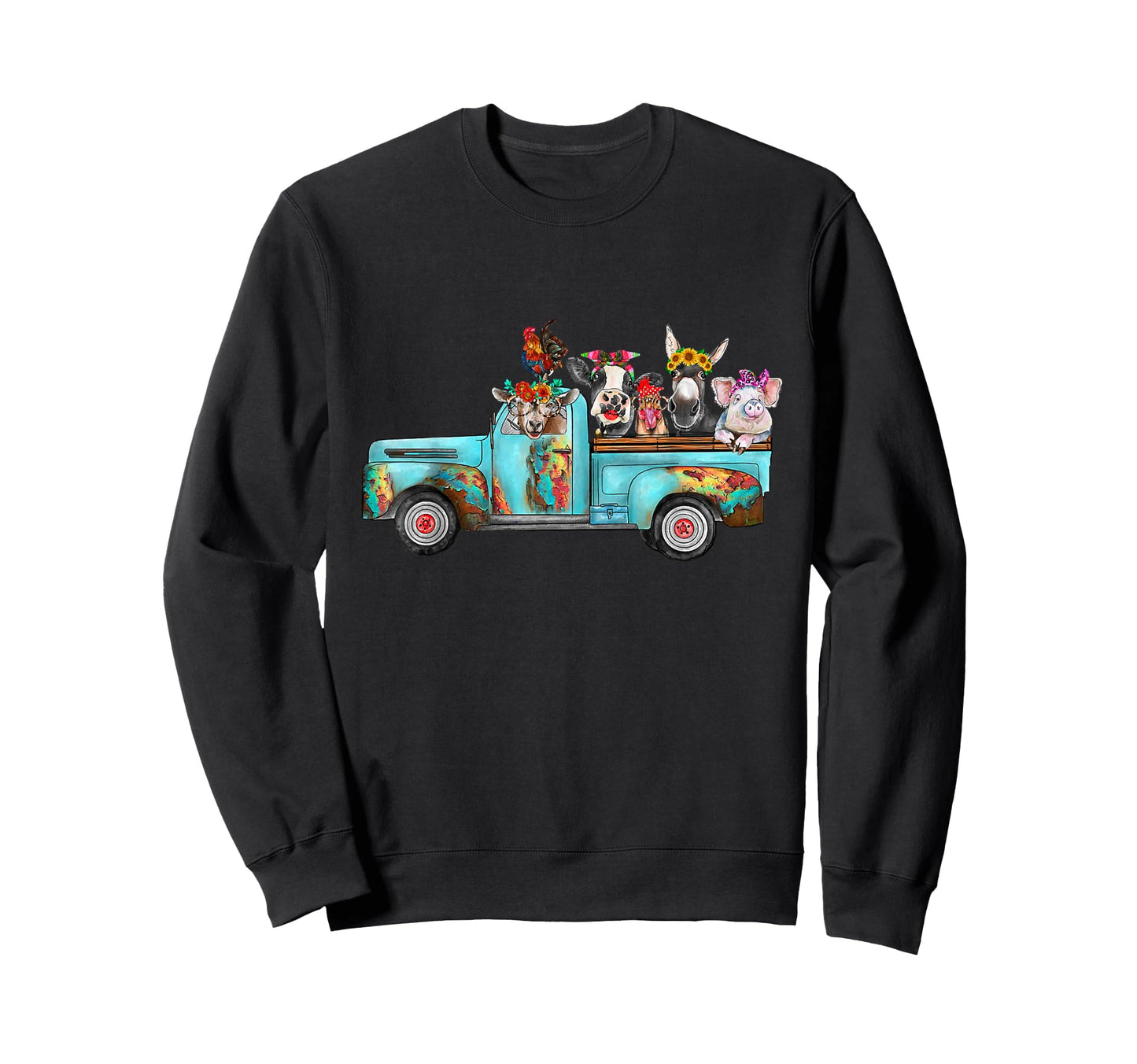 Farm Pickup Truck Farm Animals Sweatshirt - Graphic Print for Adults - T-Shirt, Sweatshirt, Hoodie