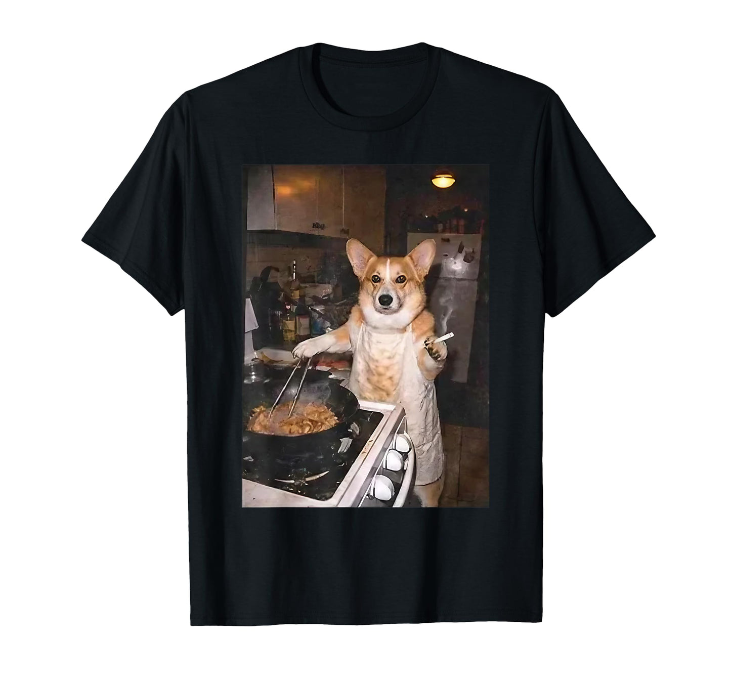 Funny Corgi Meme Smoking Corgi Cooking T-Shirt - Graphic Print Men Women - T-Shirt, Sweatshirt, Hoodie