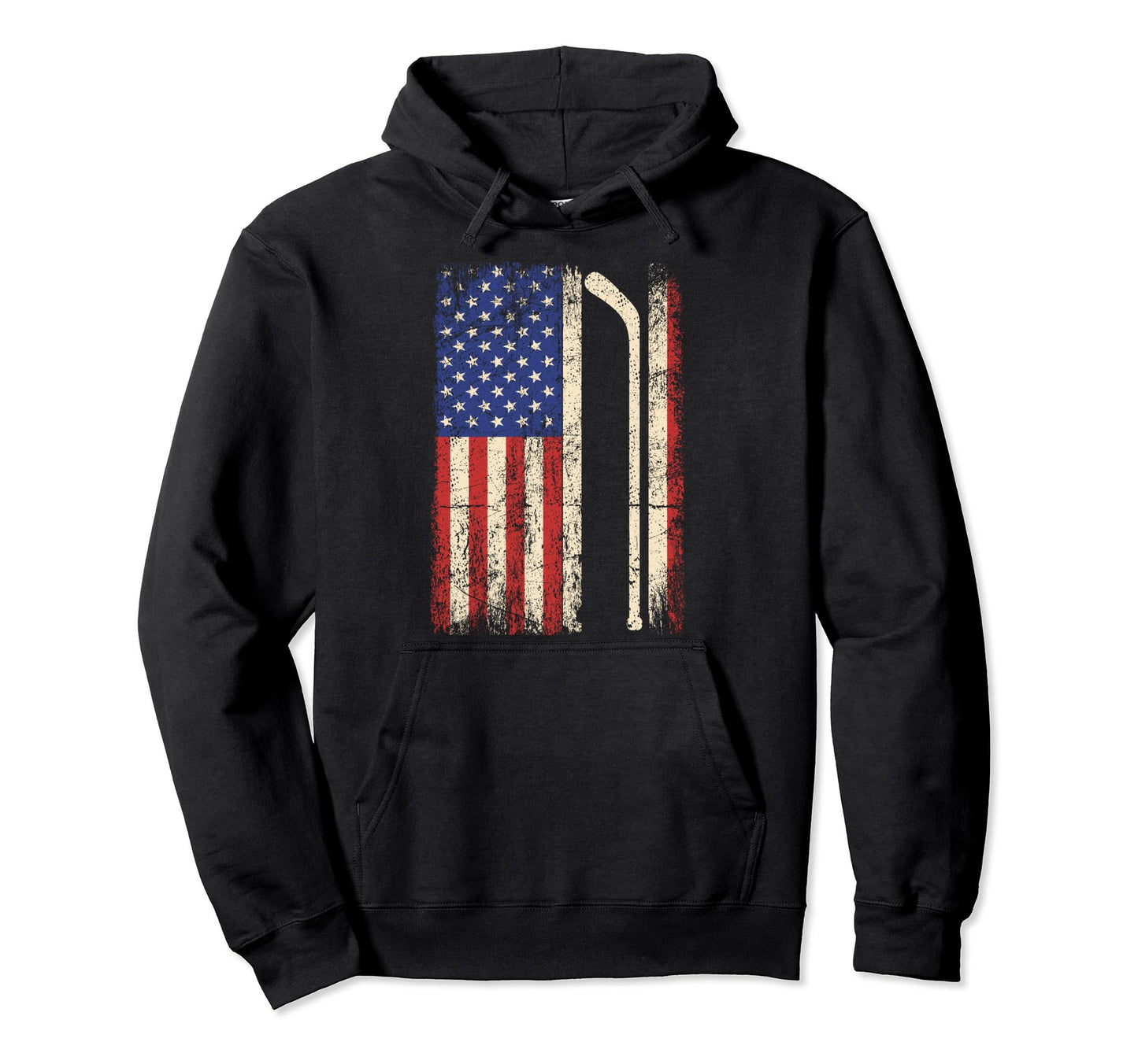 Hockey Usa American Flag Hockey Stick Ice Hoodie - Graphic Print Men Women - T-Shirt, Sweatshirt, Hoodie