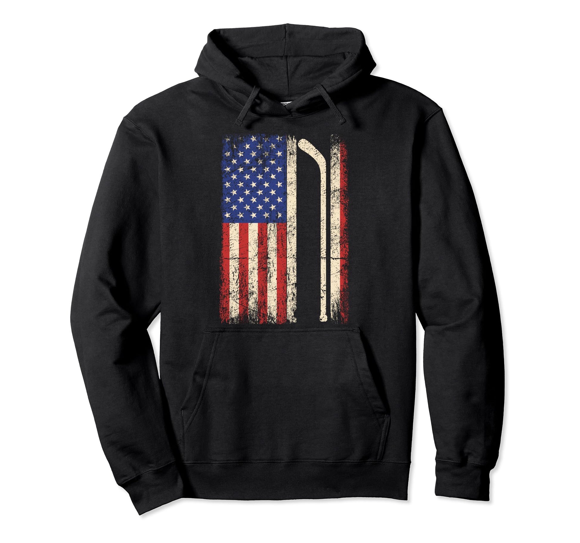 Hockey Usa American Flag Hockey Stick Ice Hoodie - Graphic Print Men Women - T-Shirt, Sweatshirt, Hoodie
