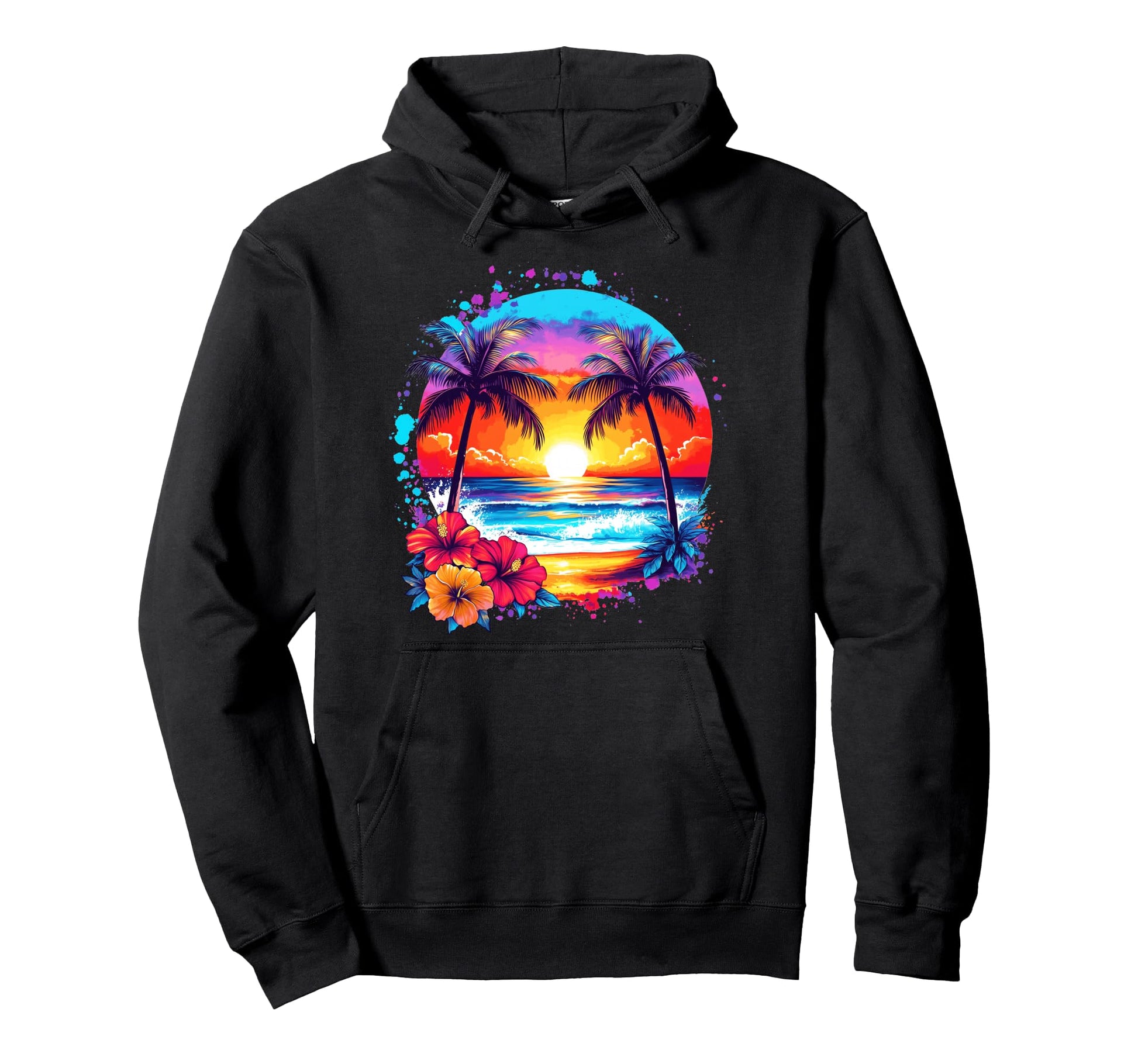 Summer Vacation Beach Palm Trees Hoodie - Novelty Apparel Men Women - T-Shirt, Sweatshirt, Hoodie