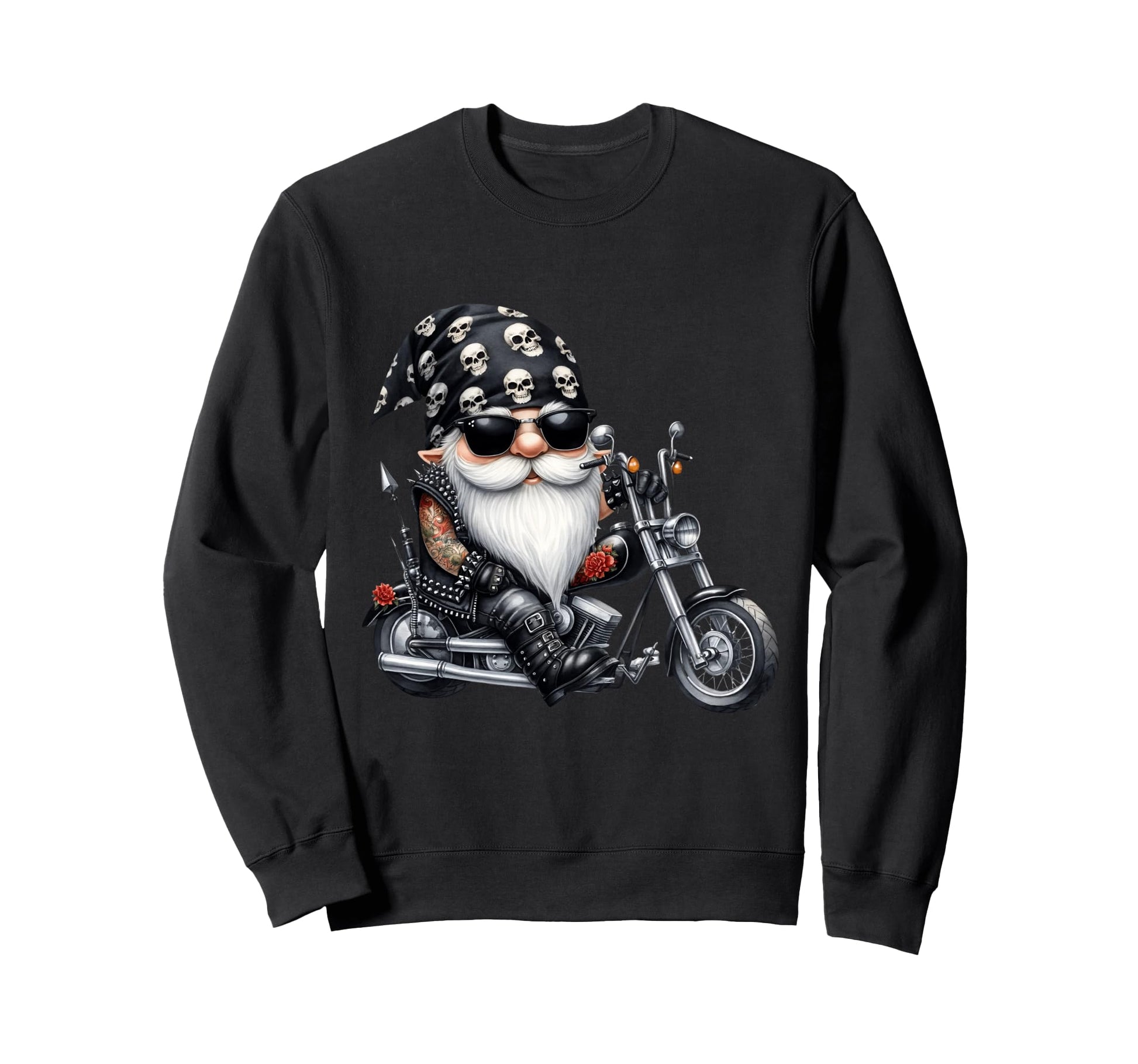Motorcycle Gnome Retired Biker Dad Sweatshirt - Graphic Print Men Women - T-Shirt, Sweatshirt, Hoodie