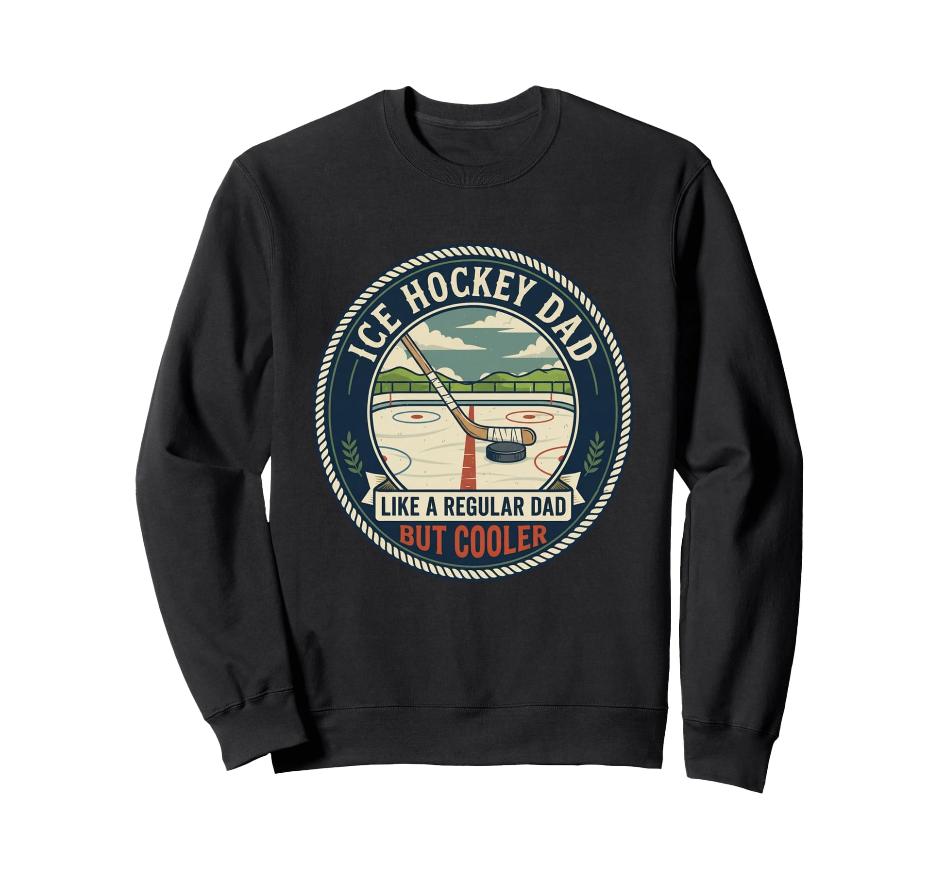 Ice Hockey Dad Player Puck Stick Rink Sweatshirt - Graphic Print Unisex - T-Shirt, Sweatshirt, Hoodie