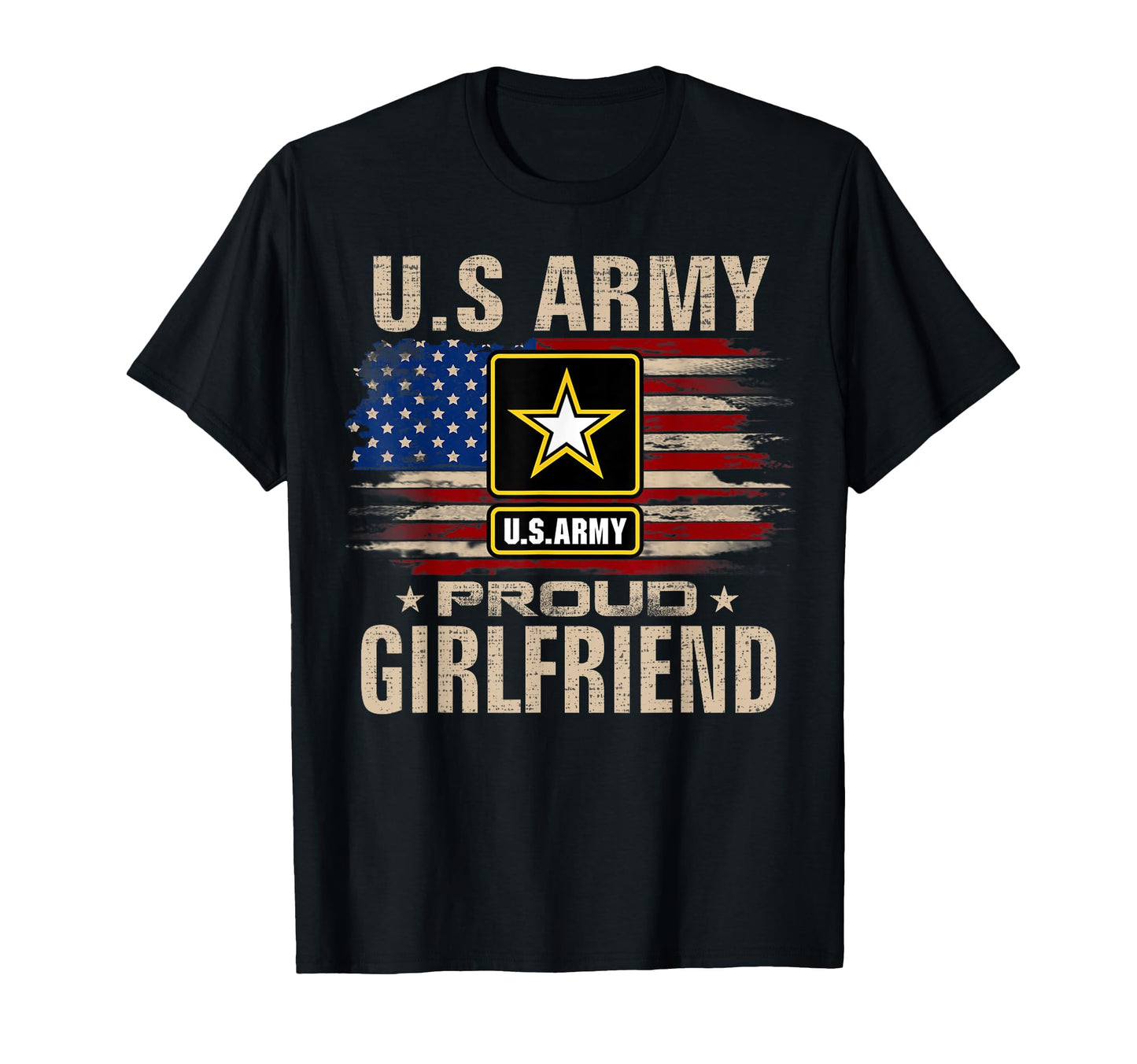 U S Army Proud Girlfriend American Flag T-Shirt - Graphic Print Unisex - T-Shirt, Sweatshirt, Hoodie