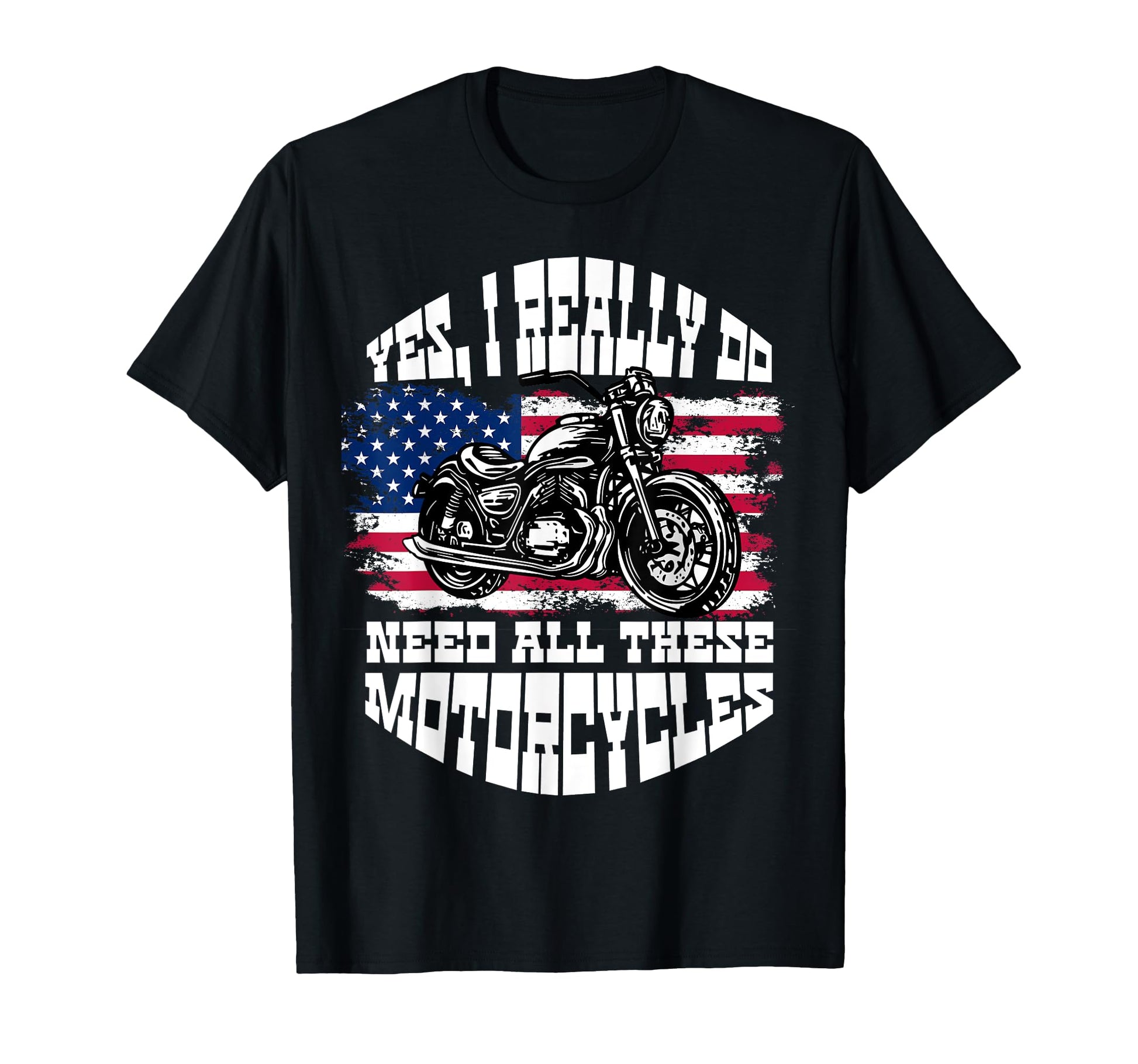 Biker Dad American Us Flag T-Shirt - Casual Everyday Wear Men Women - T-Shirt, Sweatshirt, Hoodie