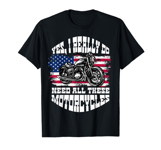 Biker Dad American Us Flag T-Shirt - Casual Everyday Wear Men Women - T-Shirt, Sweatshirt, Hoodie