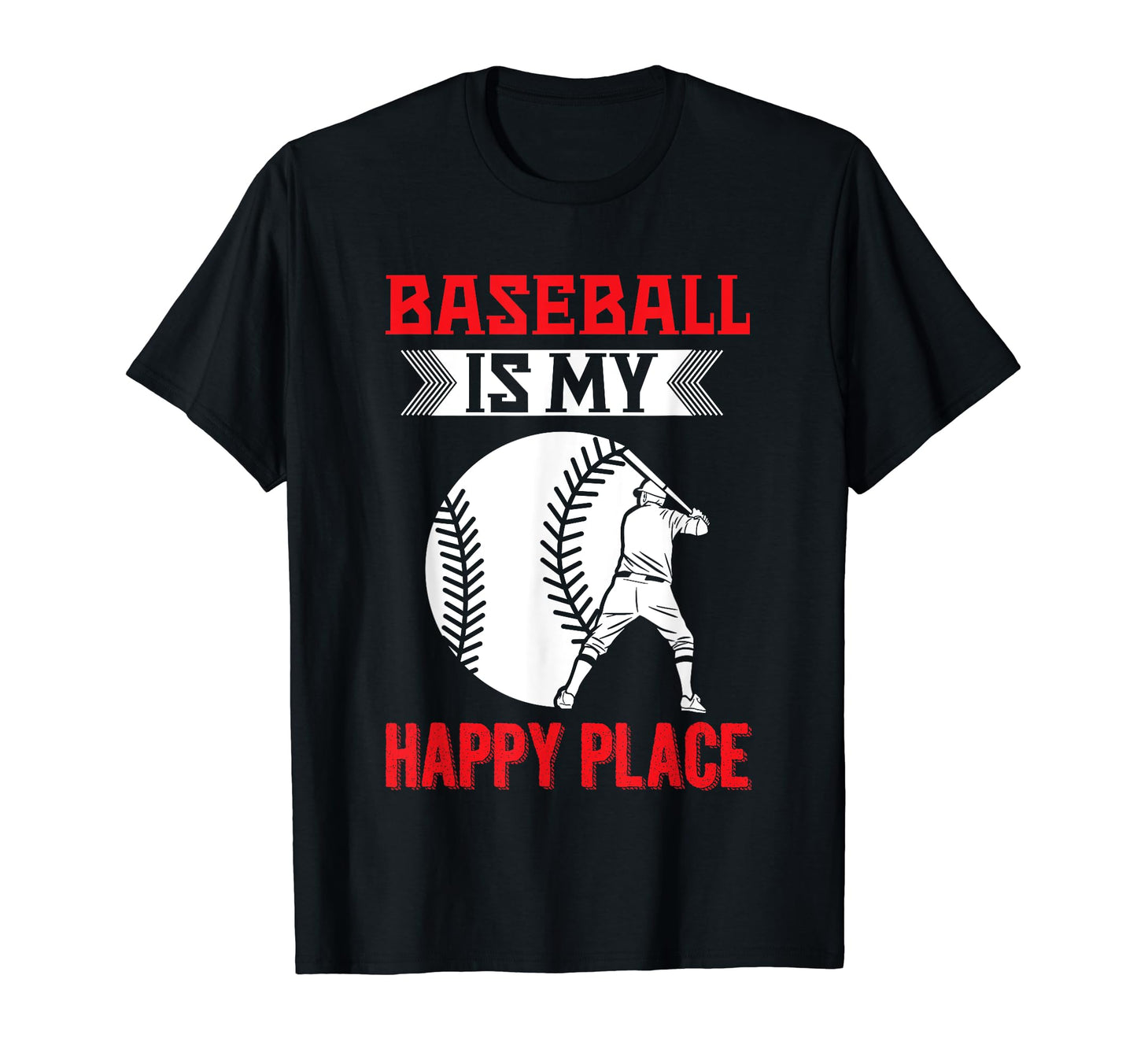 Baseball Is My Happy Place Baseball T-Shirt - Minimalist Print for Adults - T-Shirt, Sweatshirt, Hoodie