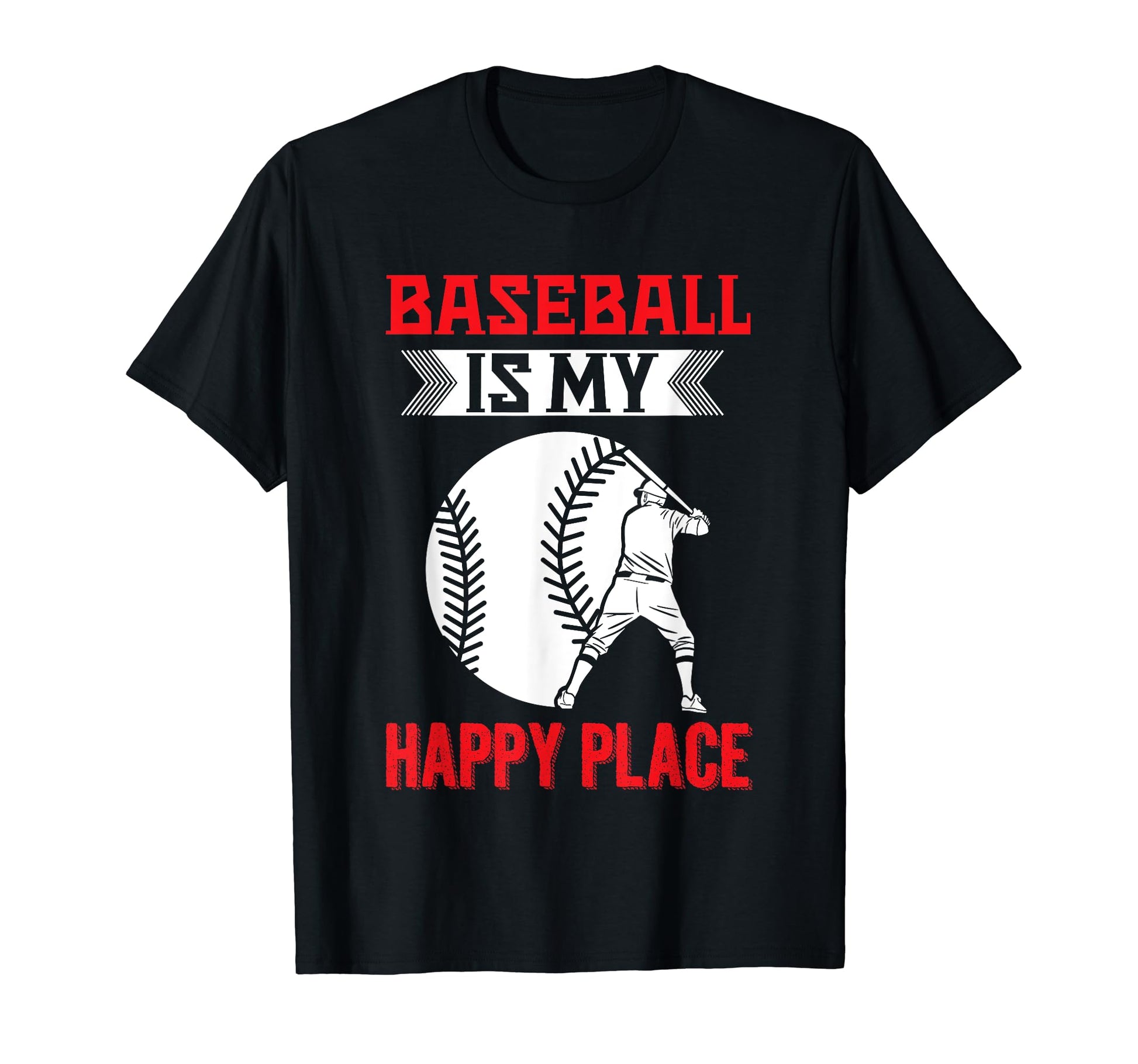 Baseball Is My Happy Place Baseball T-Shirt - Minimalist Print for Adults - T-Shirt, Sweatshirt, Hoodie