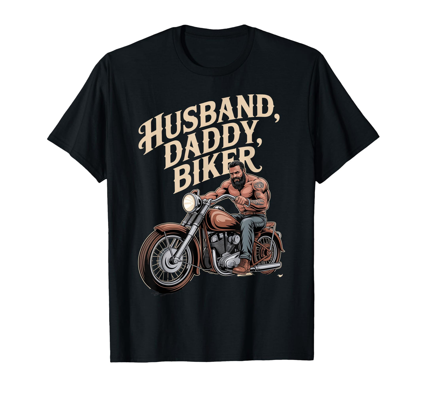 Motorcycle Husband Daddy Biker Dad T-Shirt - Custom Art Print for Adults - T-Shirt, Sweatshirt, Hoodie