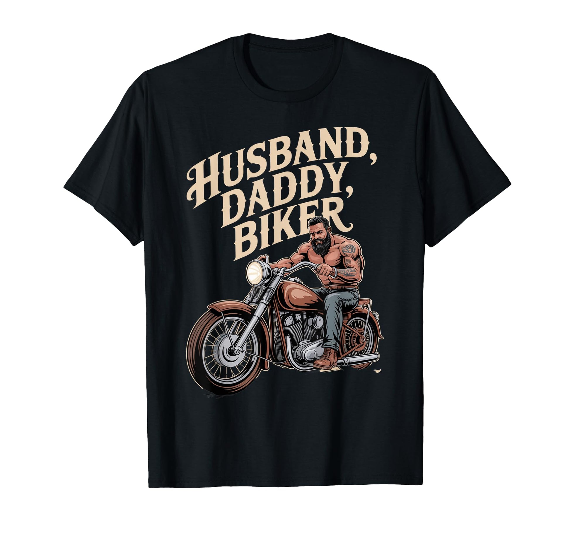 Motorcycle Husband Daddy Biker Dad T-Shirt - Custom Art Print for Adults - T-Shirt, Sweatshirt, Hoodie