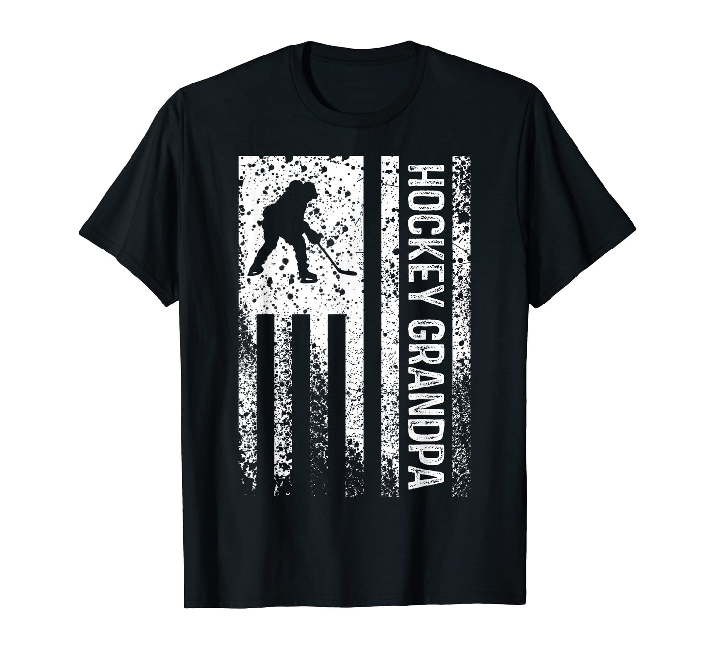 Hockey Grandpa Distressed American Flag T-Shirt - Minimalist Print Unisex - T-Shirt, Sweatshirt, Hoodie