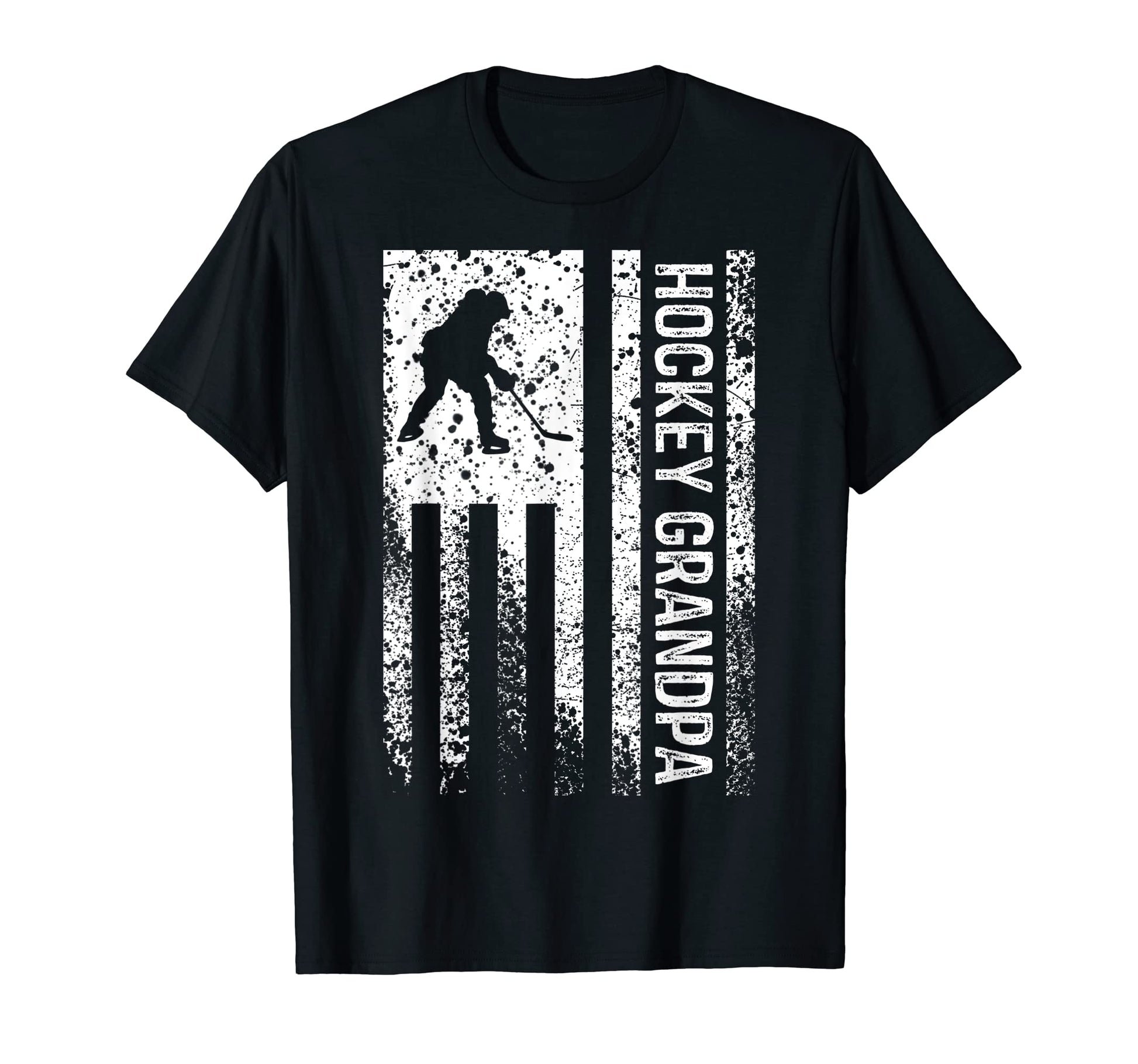 Hockey Grandpa Distressed American Flag T-Shirt - Minimalist Print Unisex - T-Shirt, Sweatshirt, Hoodie