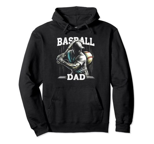Baseball Dad Fathers Day Hoodie - Graphic Print Men Women - T-Shirt, Sweatshirt, Hoodie