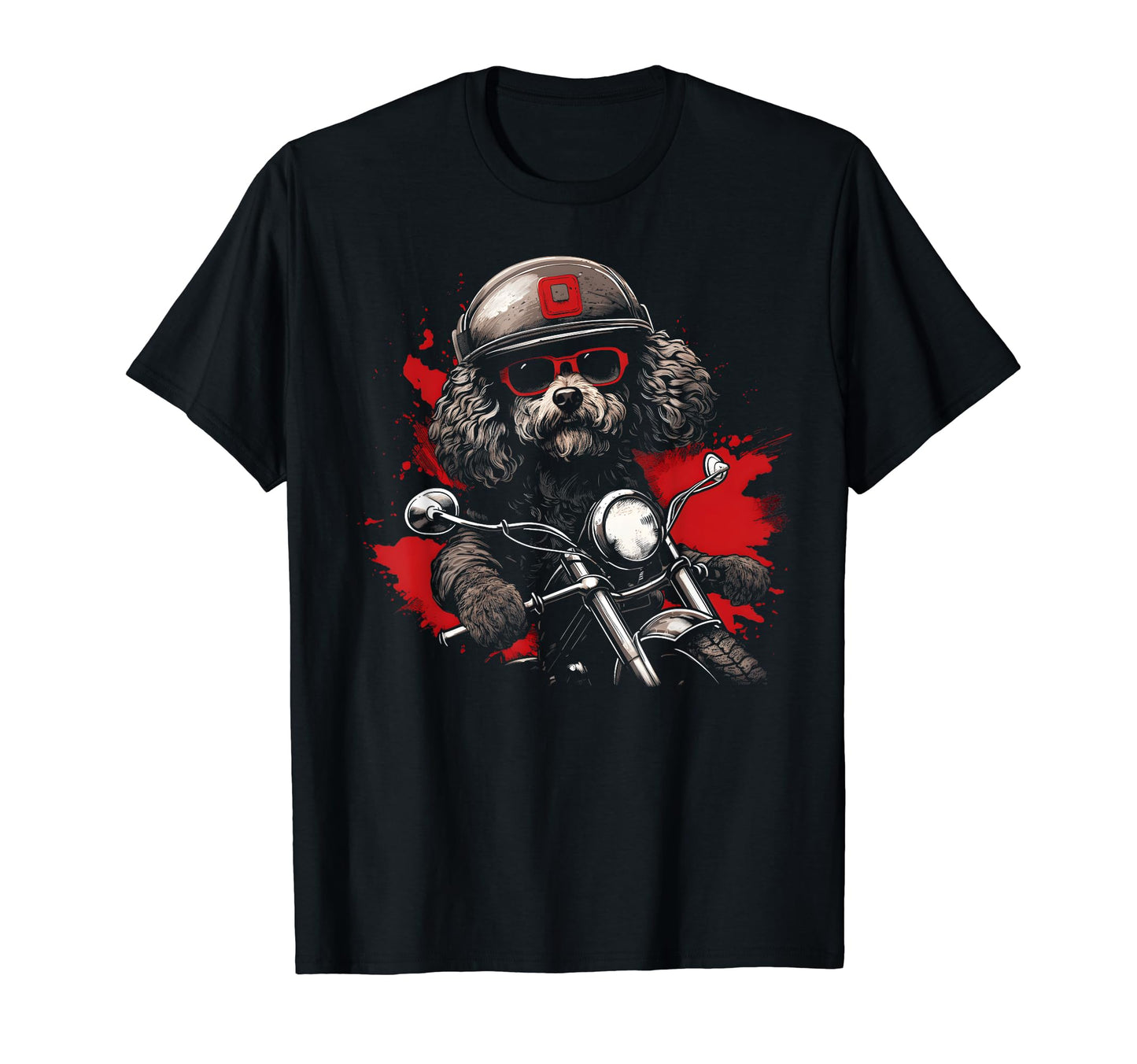 Motorcycle Dad Biker Dog Poodle Dad T-Shirt - Aesthetic Graphic Men Women - T-Shirt, Sweatshirt, Hoodie