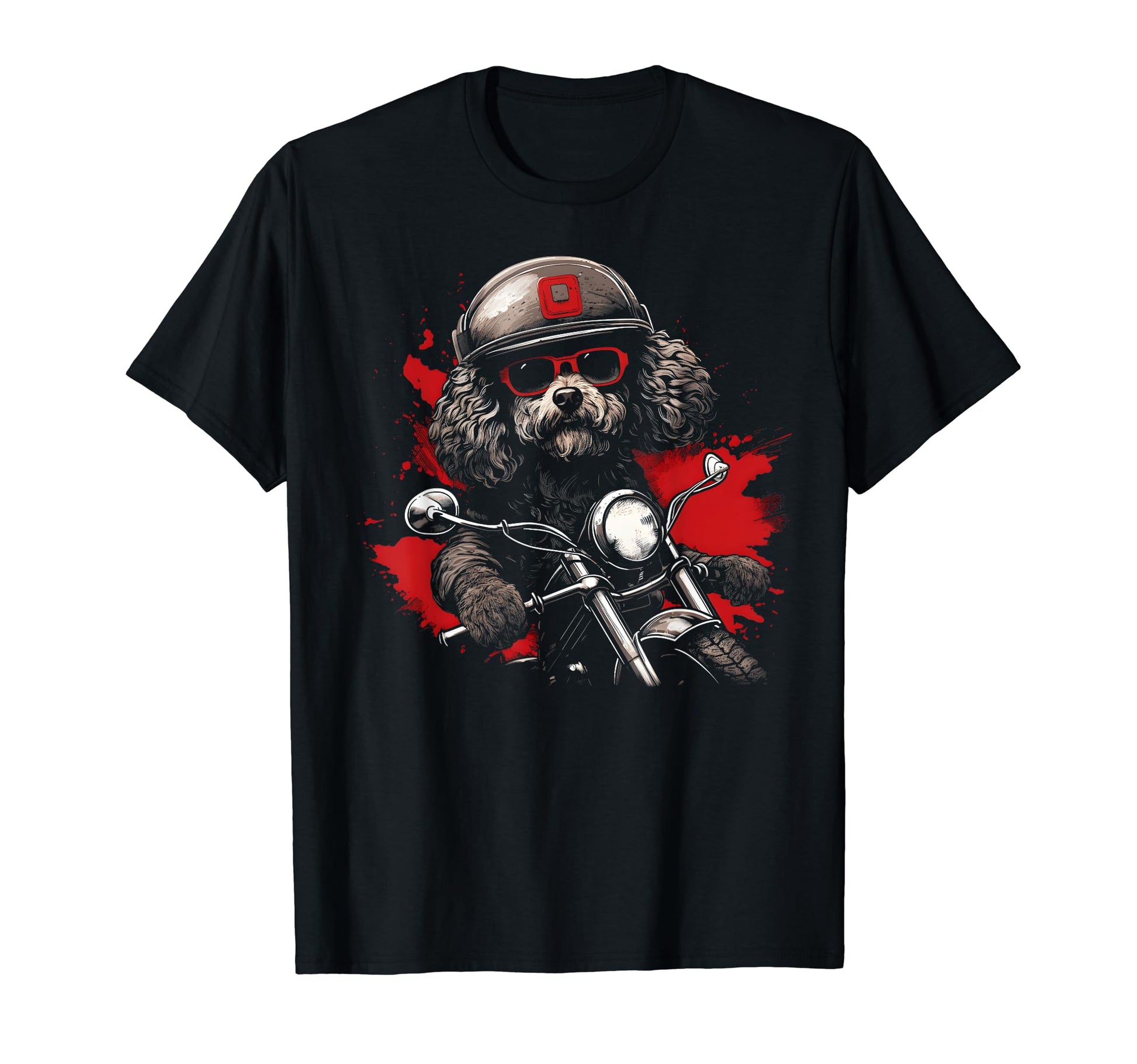 Motorcycle Dad Biker Dog Poodle Dad T-Shirt - Aesthetic Graphic Men Women - T-Shirt, Sweatshirt, Hoodie