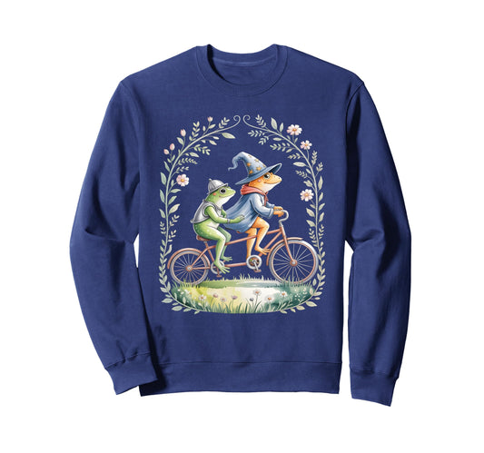 Bicycle Frog Tandem Cycling Cottagecore Sweatshirt - Unique Graphic Unisex - T-Shirt, Sweatshirt, Hoodie