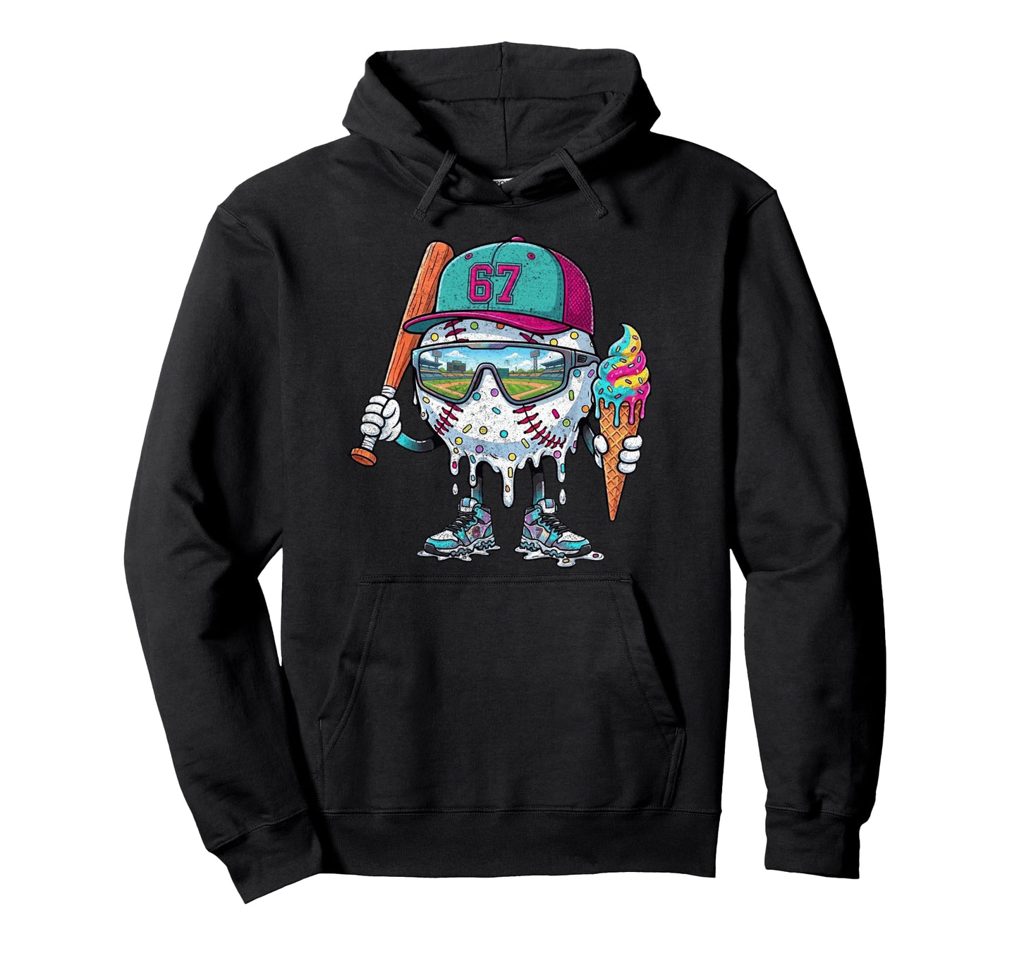 Baseball Drip Ice Cream 67 Gifts T-Shirt - Aesthetic Graphic Unisex - T-Shirt, Sweatshirt, Hoodie