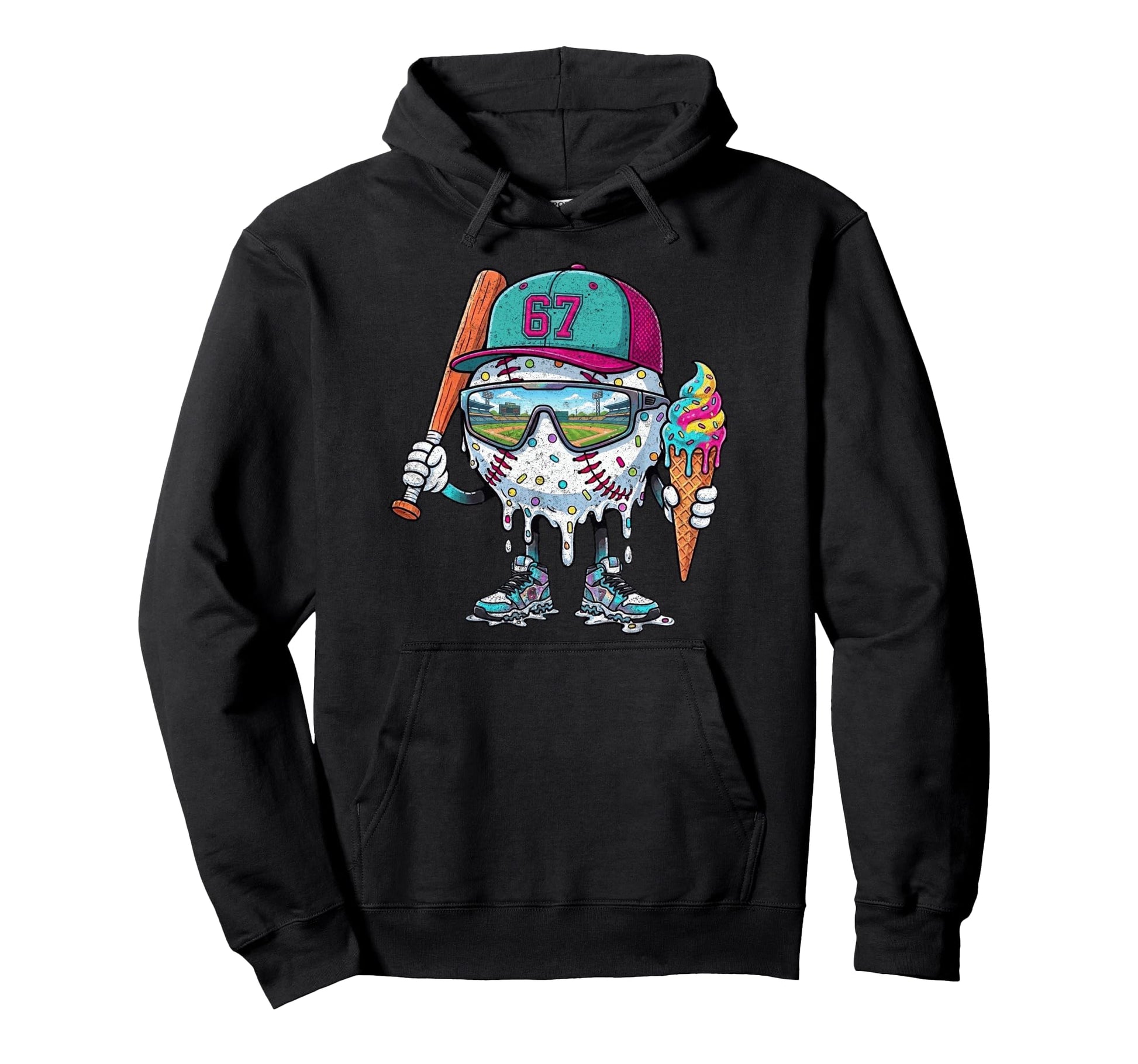 Baseball Drip Ice Cream 67 Gifts T-Shirt - Aesthetic Graphic Unisex - T-Shirt, Sweatshirt, Hoodie
