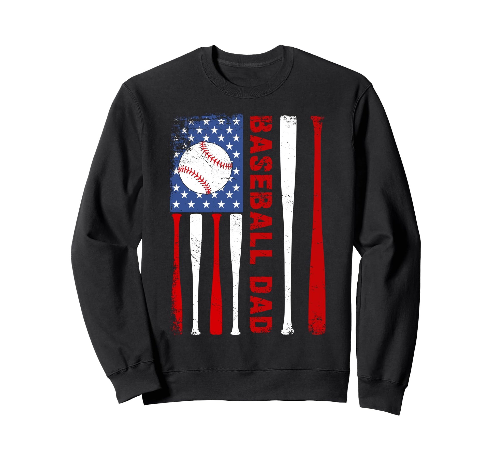 Baseball Dad Usa American Flag Fathers Sweatshirt - Novelty Apparel Unisex - T-Shirt, Sweatshirt, Hoodie