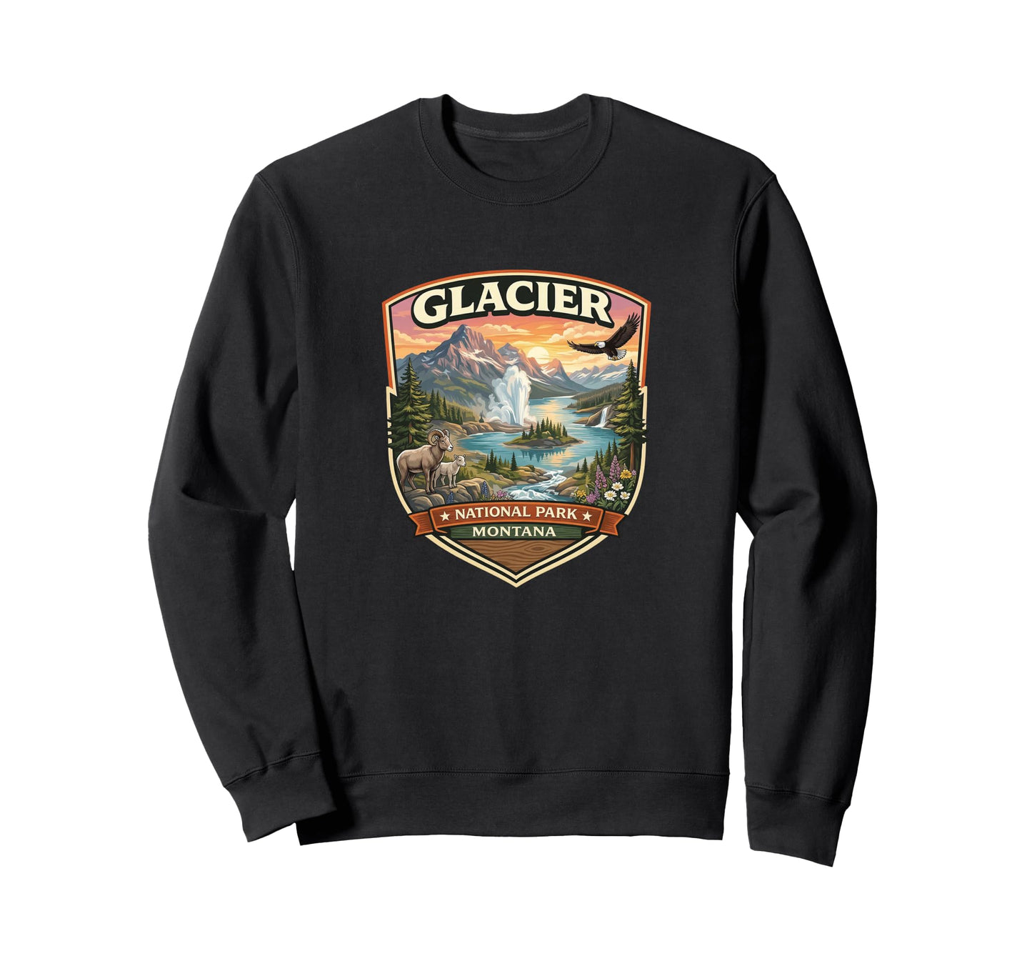 Glacier National Park Montana Sweatshirt - Aesthetic Graphic Unisex - T-Shirt, Sweatshirt, Hoodie