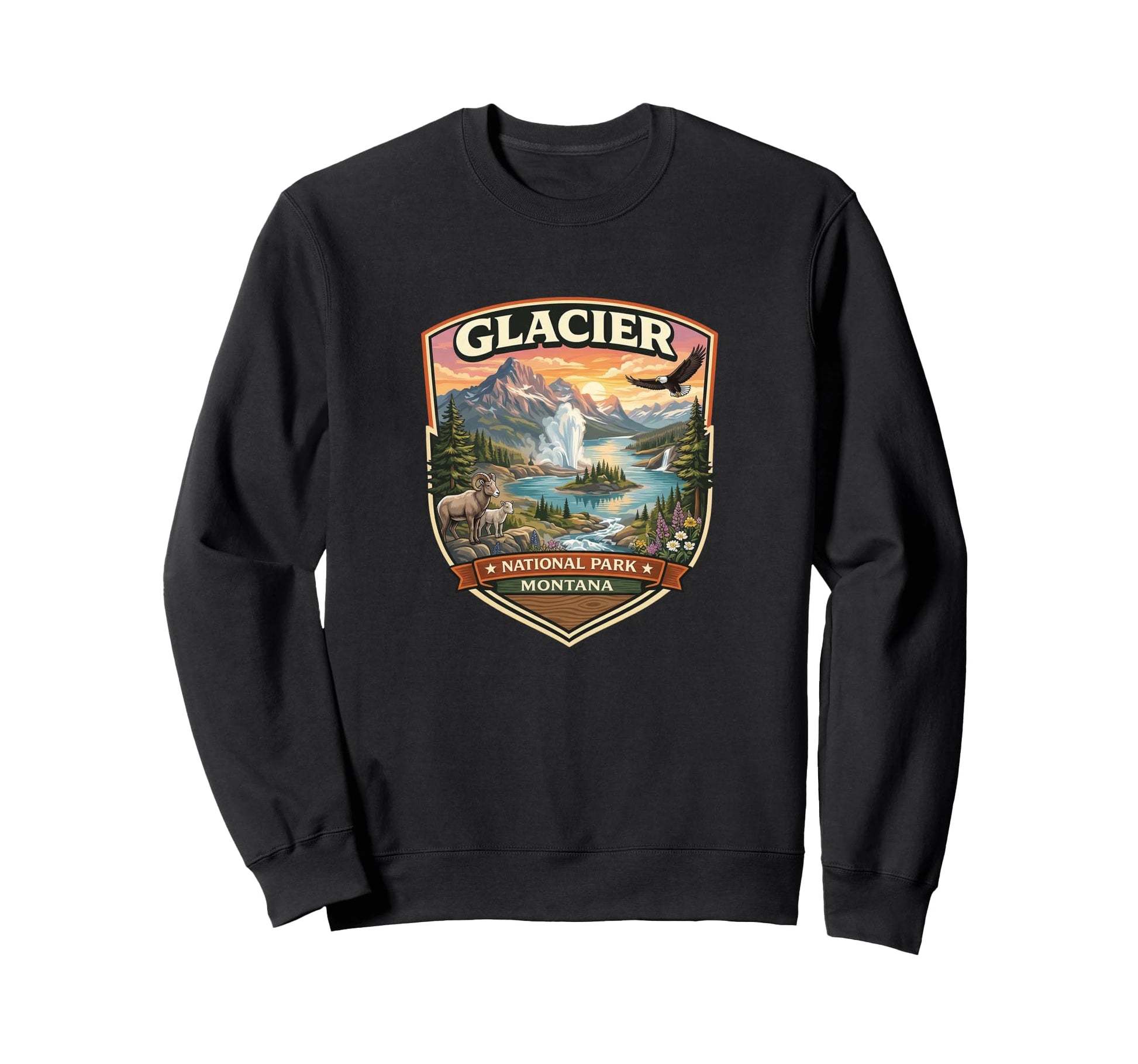 Glacier National Park Montana Sweatshirt - Aesthetic Graphic Unisex - T-Shirt, Sweatshirt, Hoodie