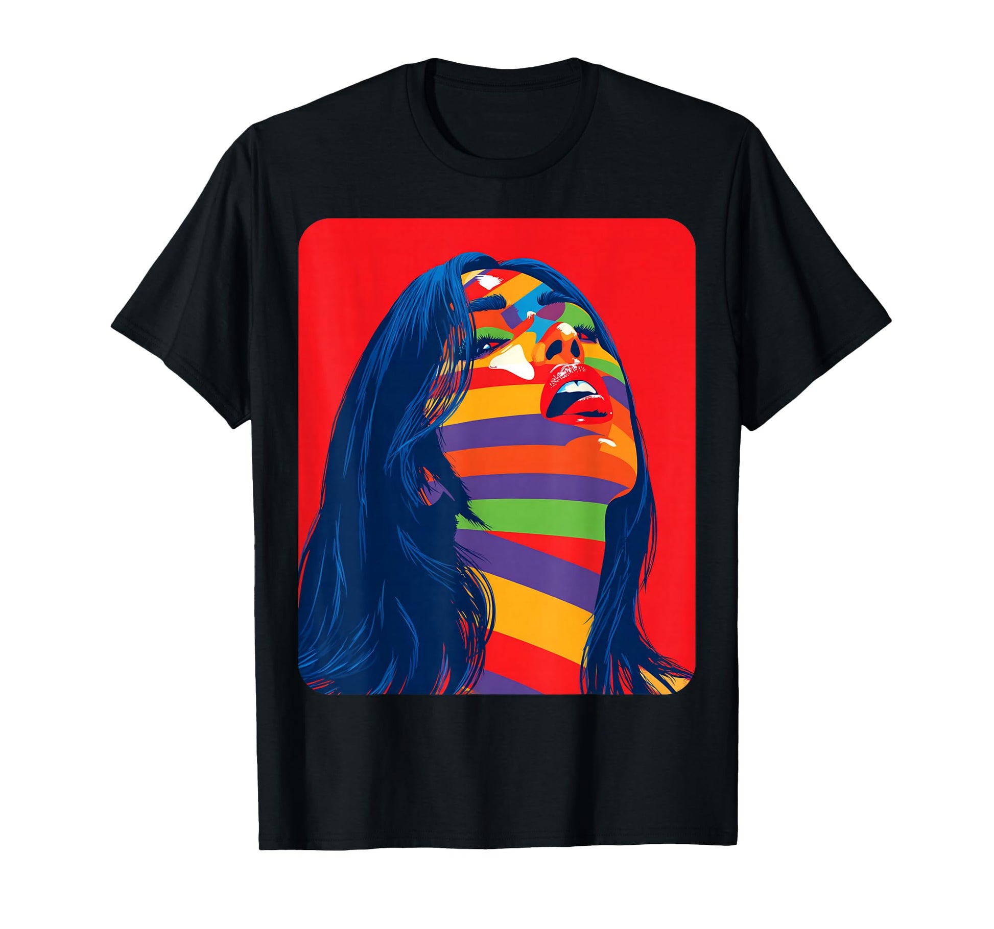 Pop Art Colorful Red Womens T-Shirt - Custom Art Print Men Women - T-Shirt, Sweatshirt, Hoodie