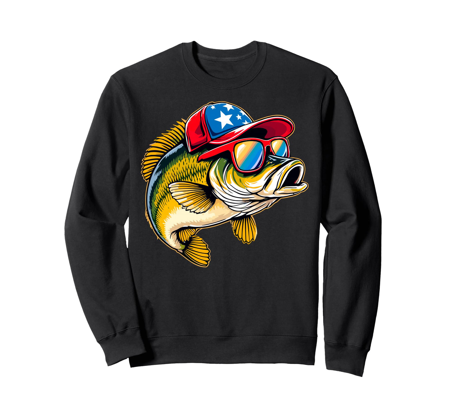 Sunglasses Bass Fishing Dad Fish Sweatshirt - Aesthetic Graphic for Adults - T-Shirt, Sweatshirt, Hoodie