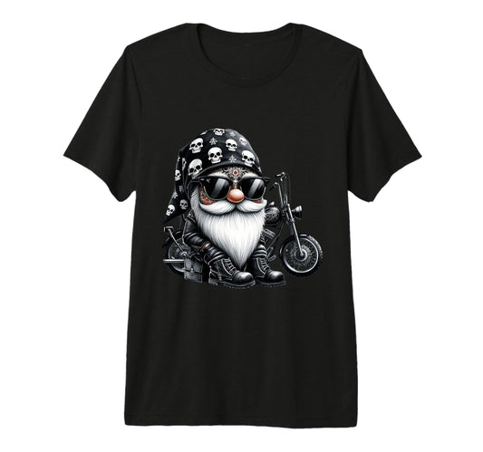 Biker Dad Gnome Black Skull Bandanas T-Shirt - Graphic Print Men Women - T-Shirt, Sweatshirt, Hoodie
