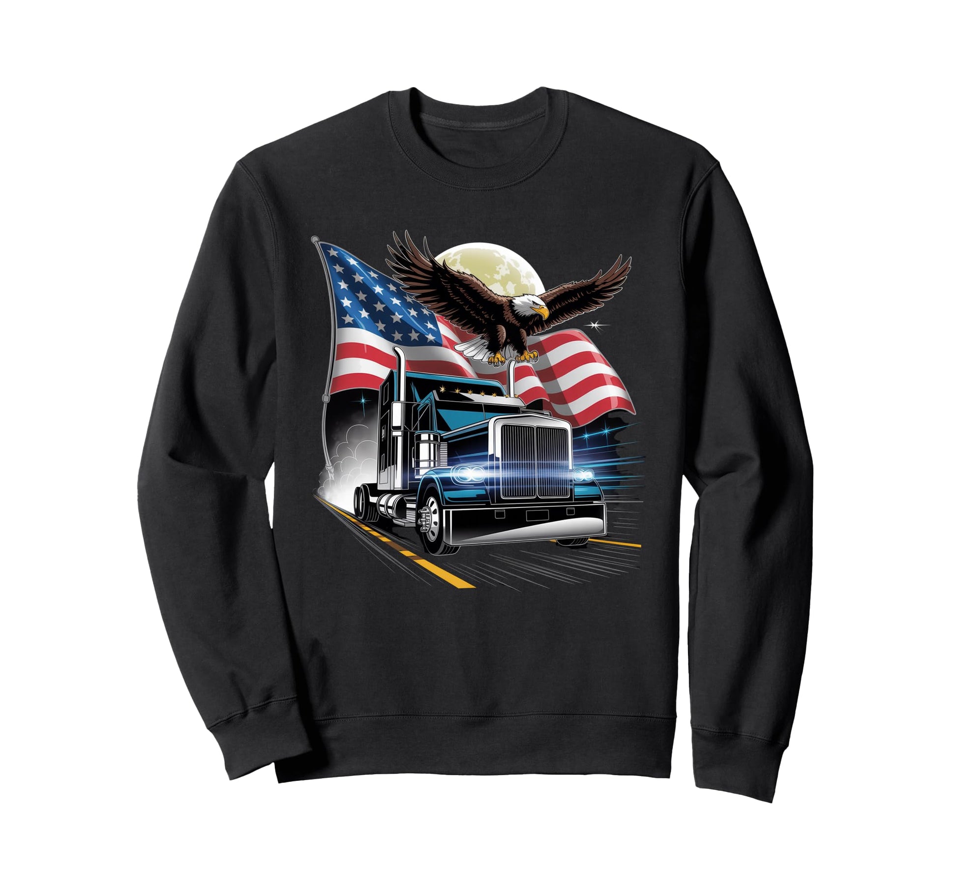 American Flag Trucker Dad Big Rig Sweatshirt - Minimalist Print for Adults - T-Shirt, Sweatshirt, Hoodie
