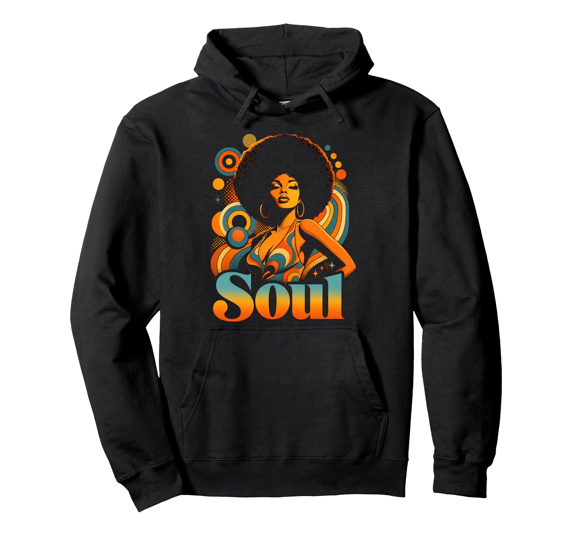 70S Pop Art Afro Soul Hoodie - Minimalist Print for Adults - T-Shirt, Sweatshirt, Hoodie