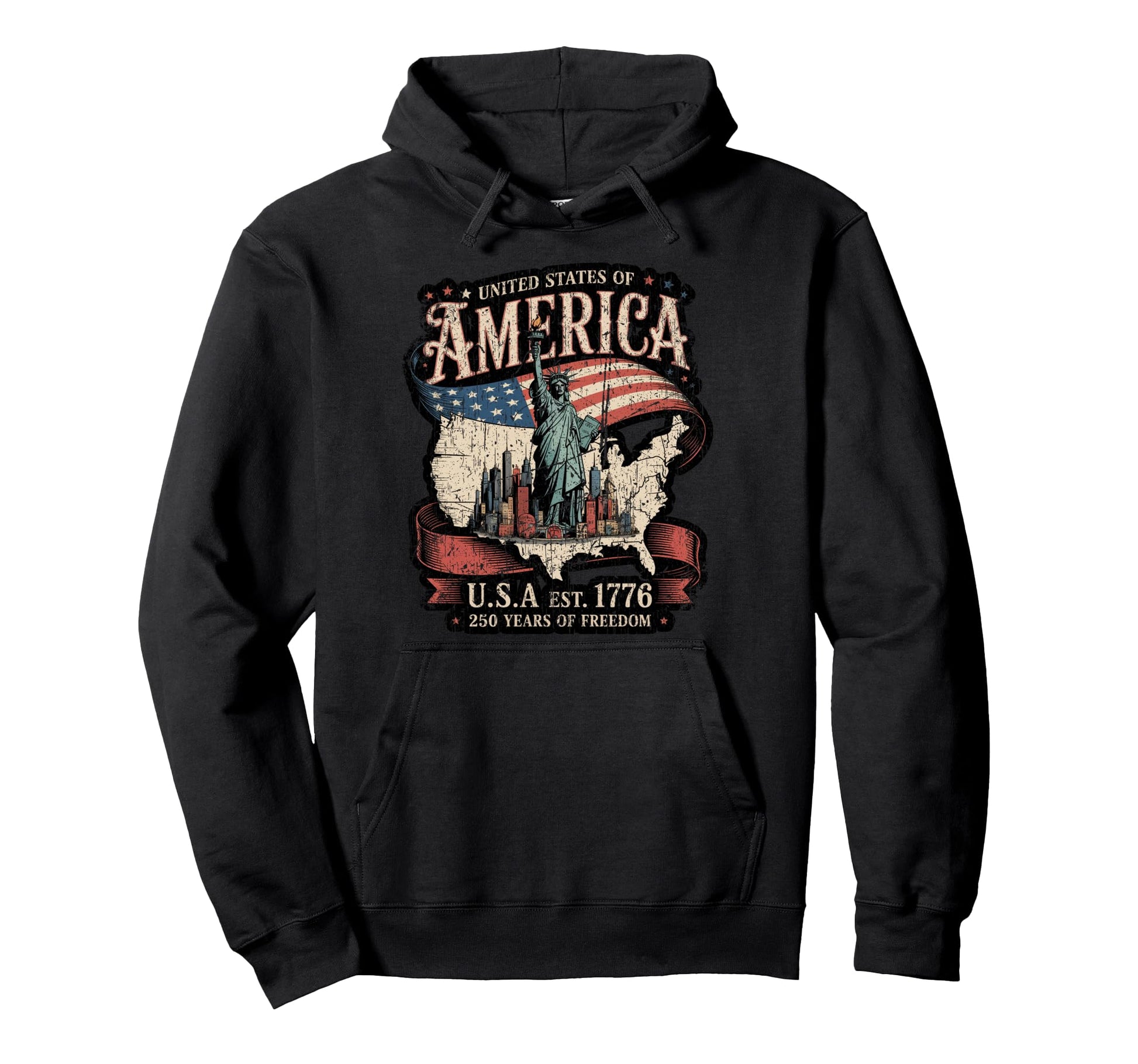 250 Year American Anniversary Usa Flag Hoodie - Trendy Graphic Unisex - T-Shirt, Sweatshirt, Hoodie