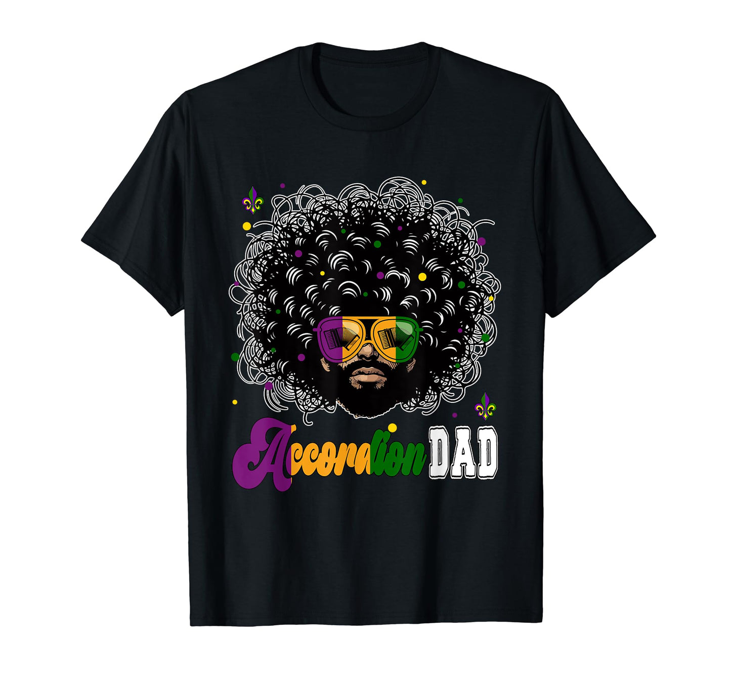 Accordion Dad Mardi Gras Afro T-Shirt - Trendy Graphic Men Women - T-Shirt, Sweatshirt, Hoodie