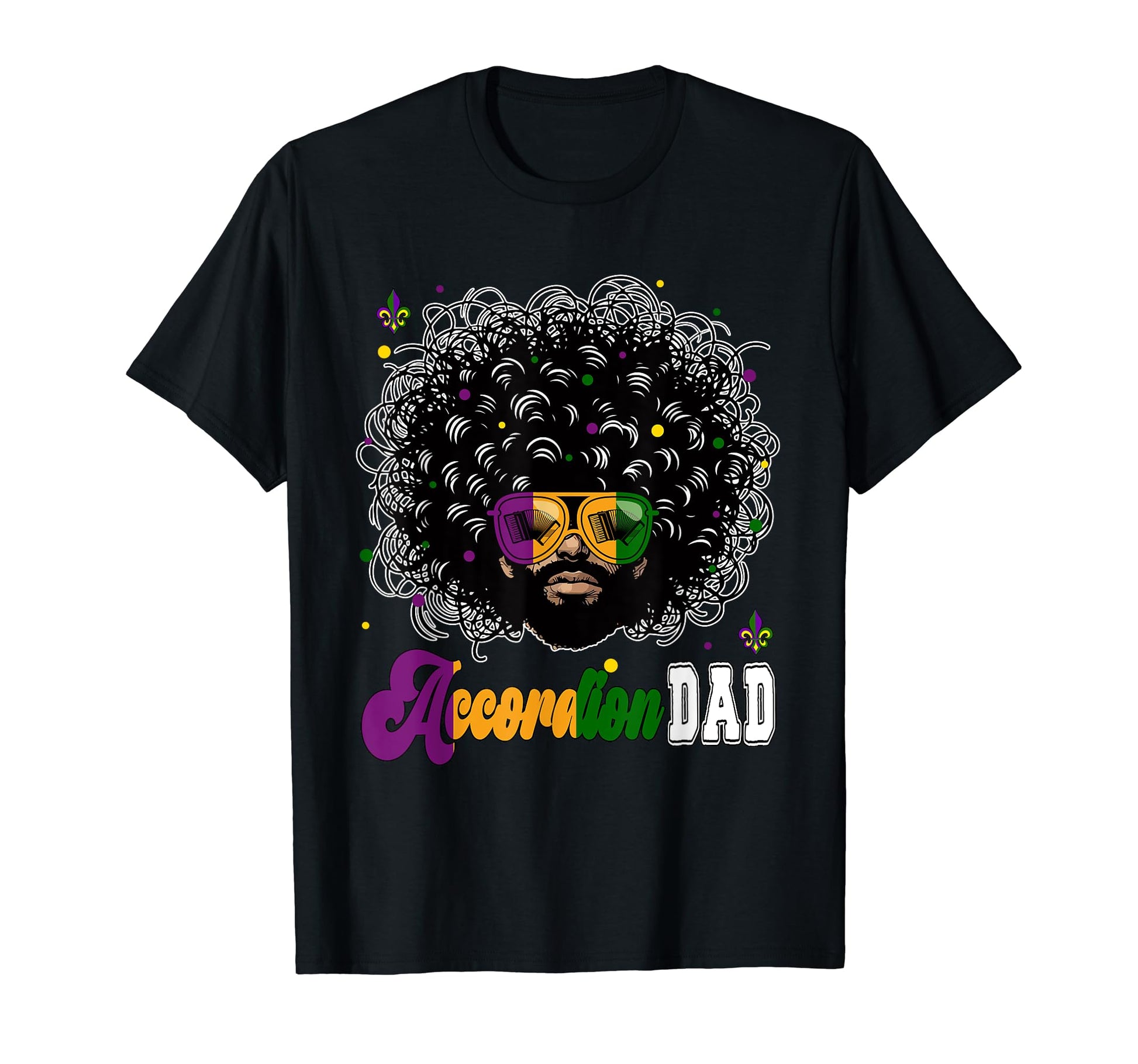 Accordion Dad Mardi Gras Afro T-Shirt - Trendy Graphic Men Women - T-Shirt, Sweatshirt, Hoodie