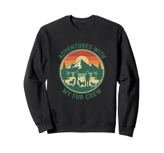 Adventures My Fur Crew Dog Hiking Sweatshirt - Novelty Apparel Men Women - T-Shirt, Sweatshirt, Hoodie