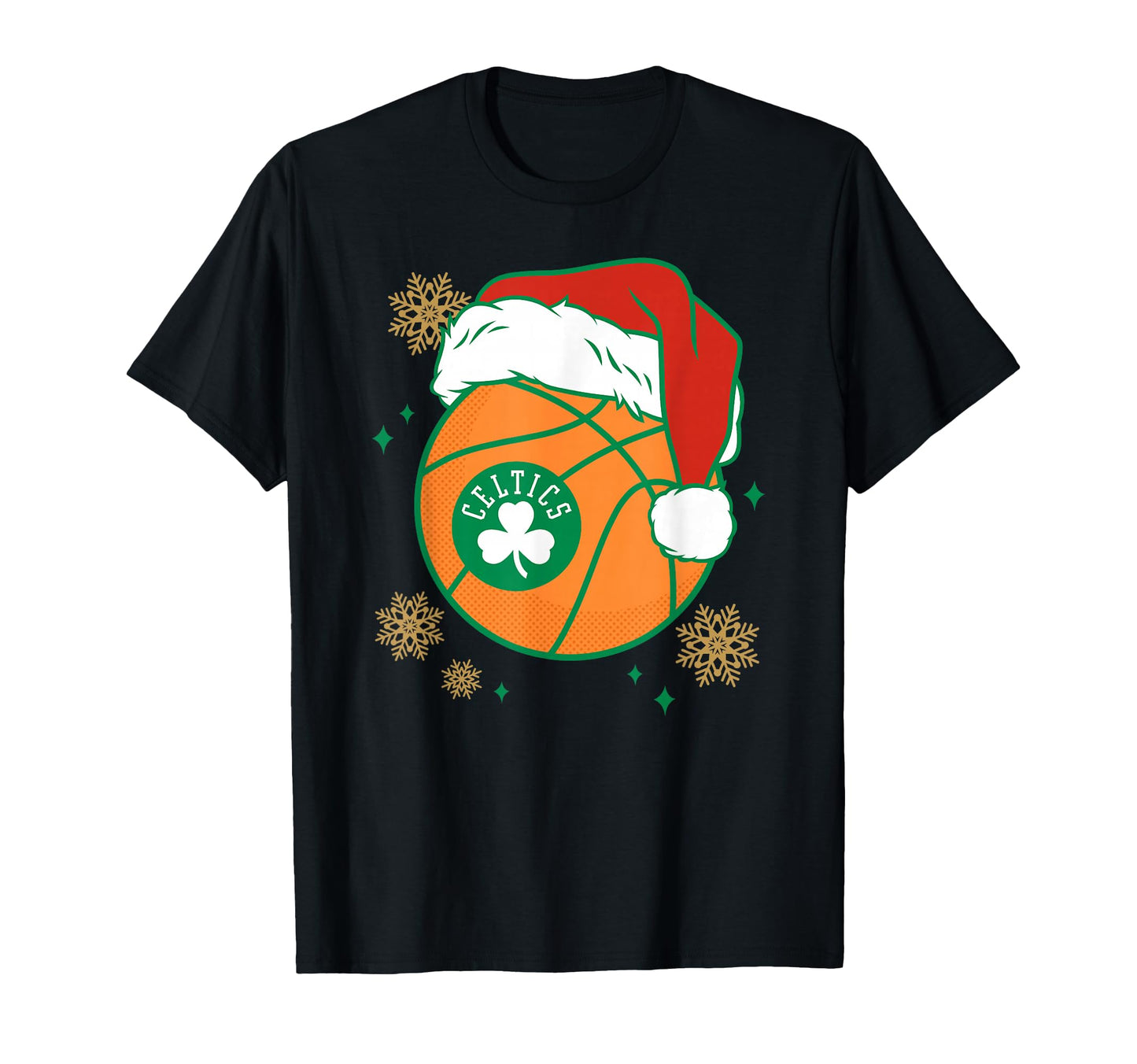Nba Boston Celtics Santa Hat Ball T-Shirt - Custom Art Print Unisex - T-Shirt, Sweatshirt, Hoodie