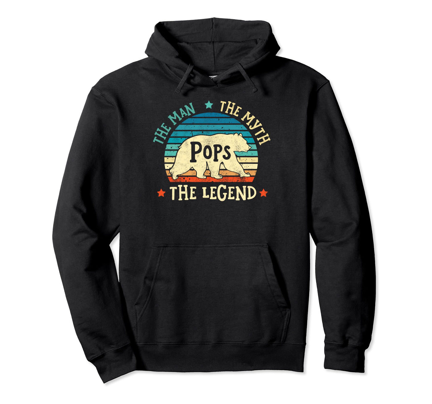 Pops Myth Legend Fathers Day Bear Hoodie - Minimalist Print for Adults - T-Shirt, Sweatshirt, Hoodie