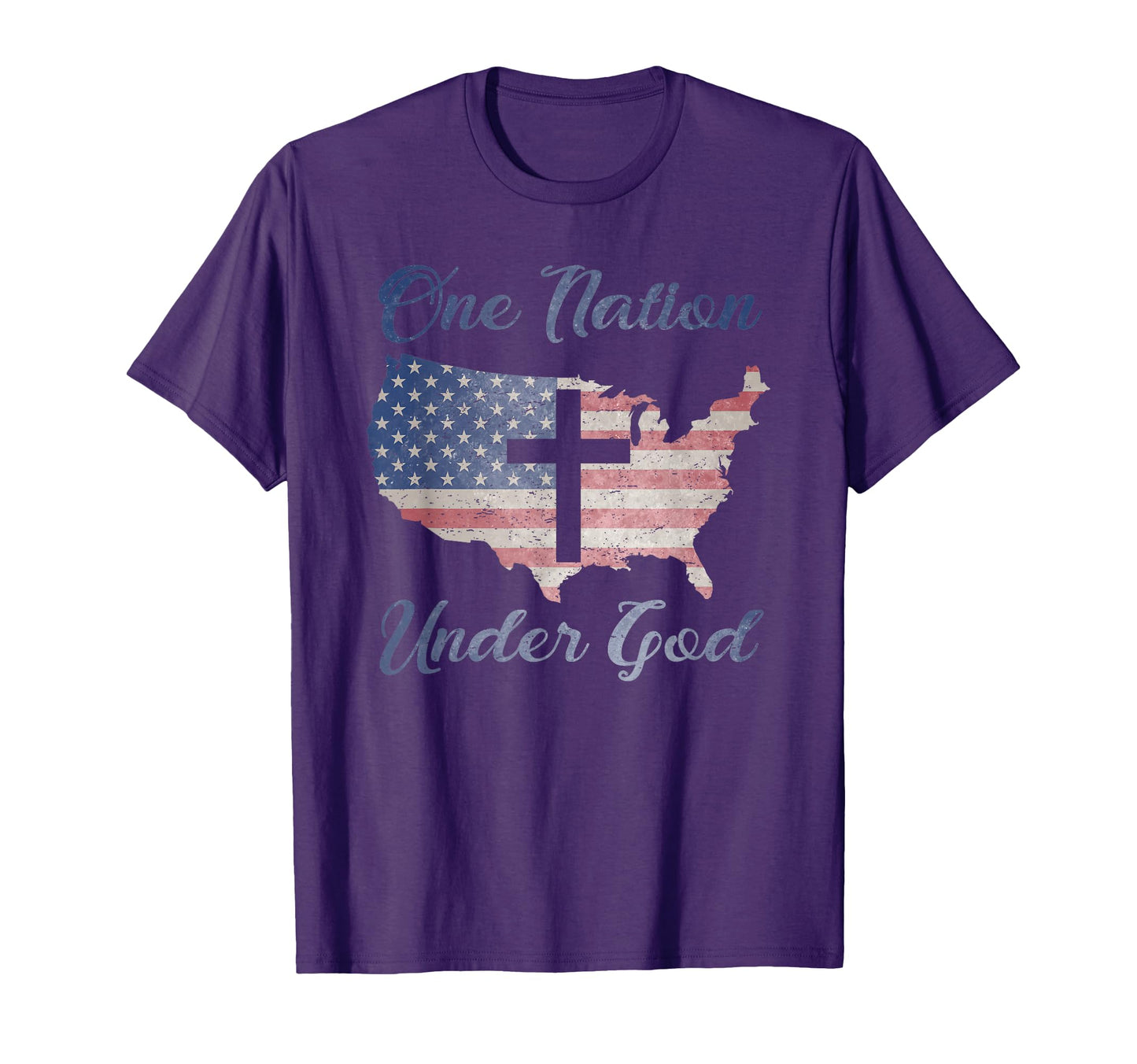 One Nation Under God Christian Cross T-Shirt - Minimalist Print for Adults - T-Shirt, Sweatshirt, Hoodie