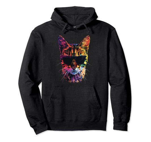 Cat Dad Mom Sunglasses Savannah Hoodie - Aesthetic Graphic Men Women - T-Shirt, Sweatshirt, Hoodie