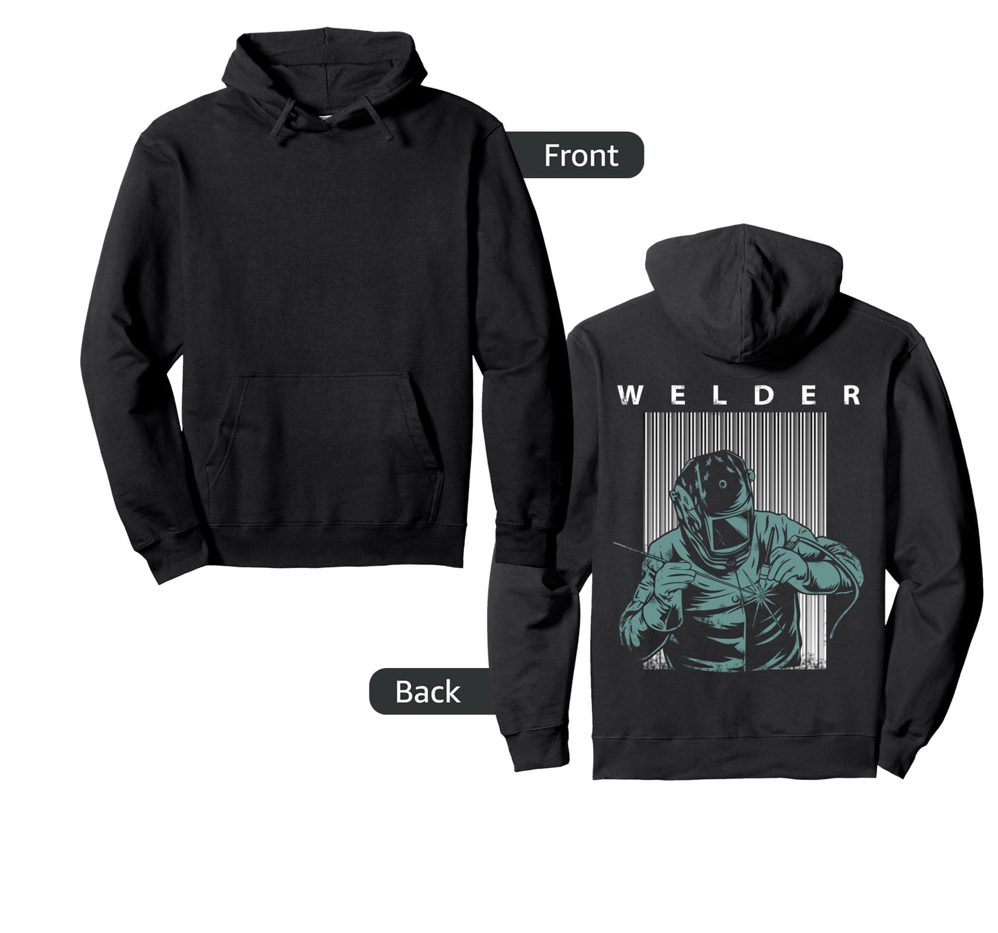 Welder Silhouette Funny Welding Grandpa Hoodie - Unique Graphic for Adults - T-Shirt, Sweatshirt, Hoodie