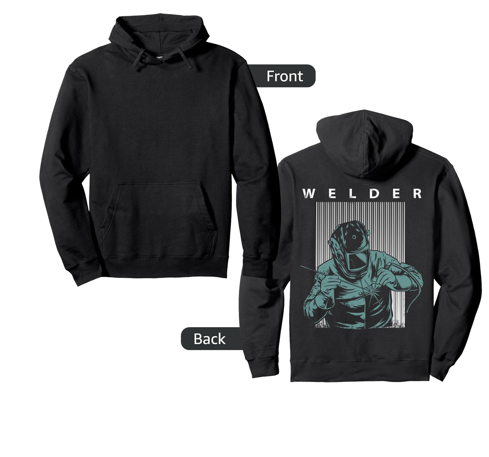 Welder Silhouette Funny Welding Grandpa Hoodie - Unique Graphic for Adults - T-Shirt, Sweatshirt, Hoodie