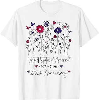 250th Anniversary USA Flowers 250 Years America 4th of July T-Shirt Unisex T-shirt, Sweatshirt, Hoodie, Long Sleeve Tee - T-Shirt, Sweatshirt, Hoodie