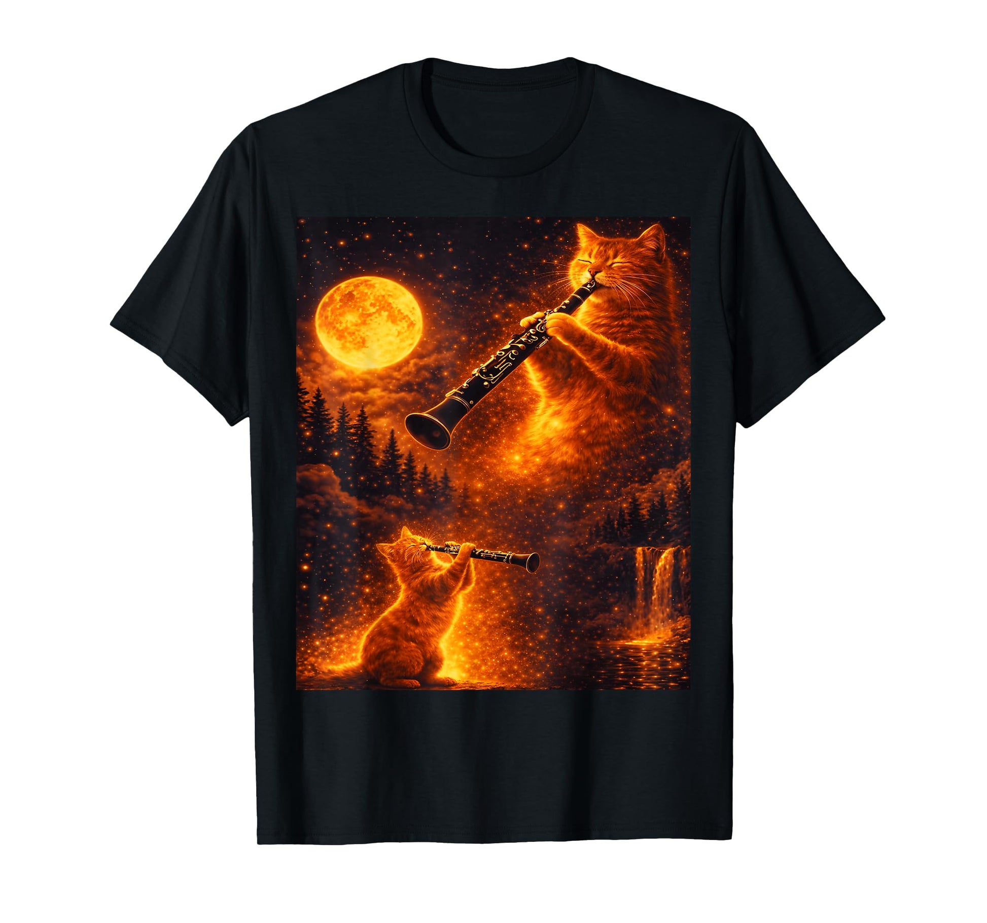 Cat Playing Clarinet Music Funny T-Shirt - Novelty Apparel Men Women - T-Shirt, Sweatshirt, Hoodie