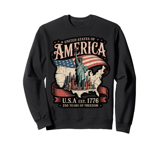 250Th Anniversary America Usa Est Sweatshirt - Graphic Print for Adults - T-Shirt, Sweatshirt, Hoodie
