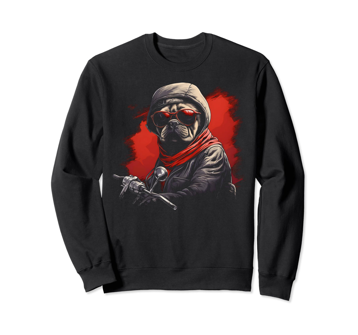 Motorcycle Dad Biker Dog Pug Dad Sweatshirt - Aesthetic Graphic for Adults - T-Shirt, Sweatshirt, Hoodie