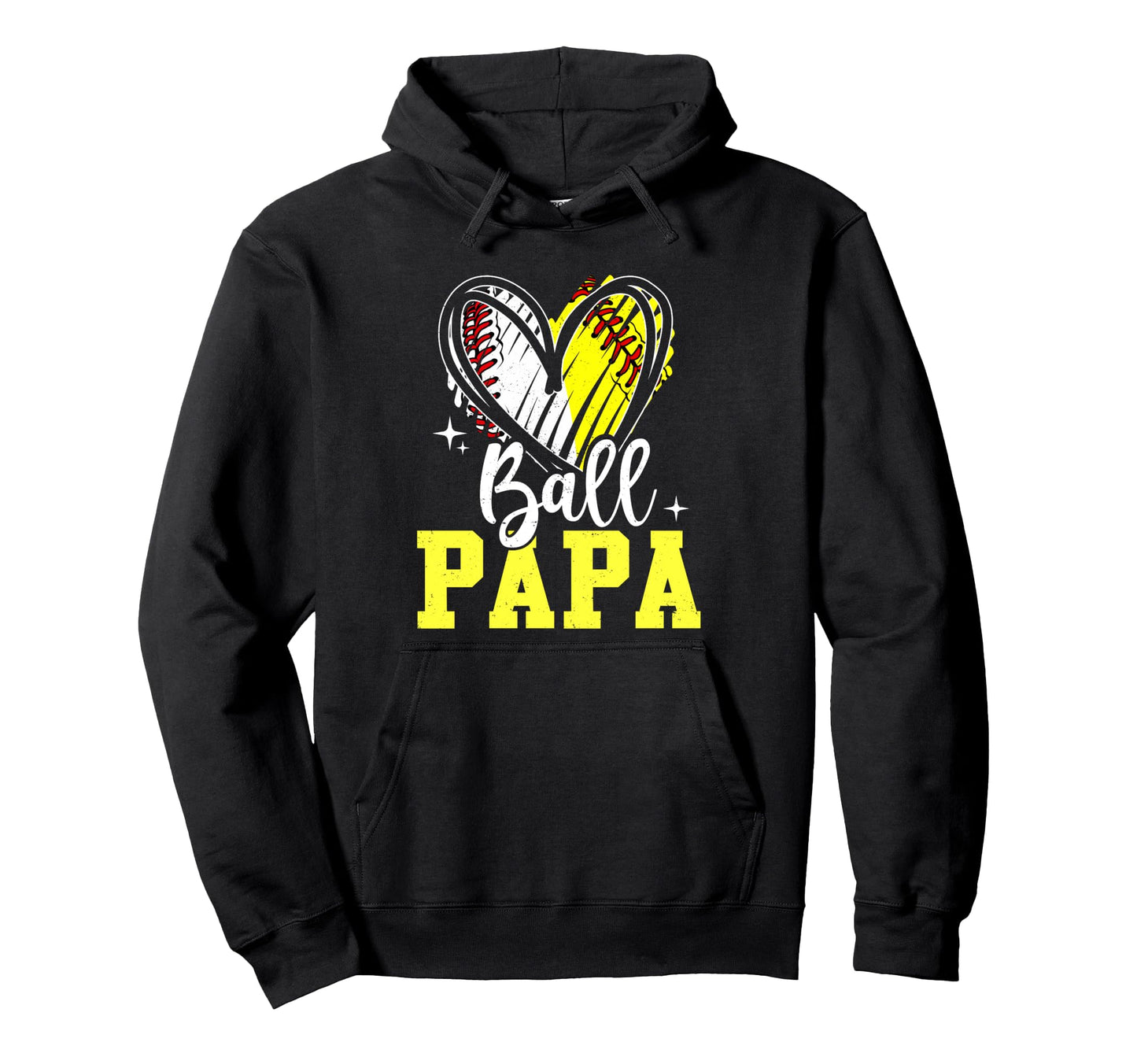 Ball Papa Softball Baseball Dad Daddy Hoodie - Custom Art Print Unisex - T-Shirt, Sweatshirt, Hoodie